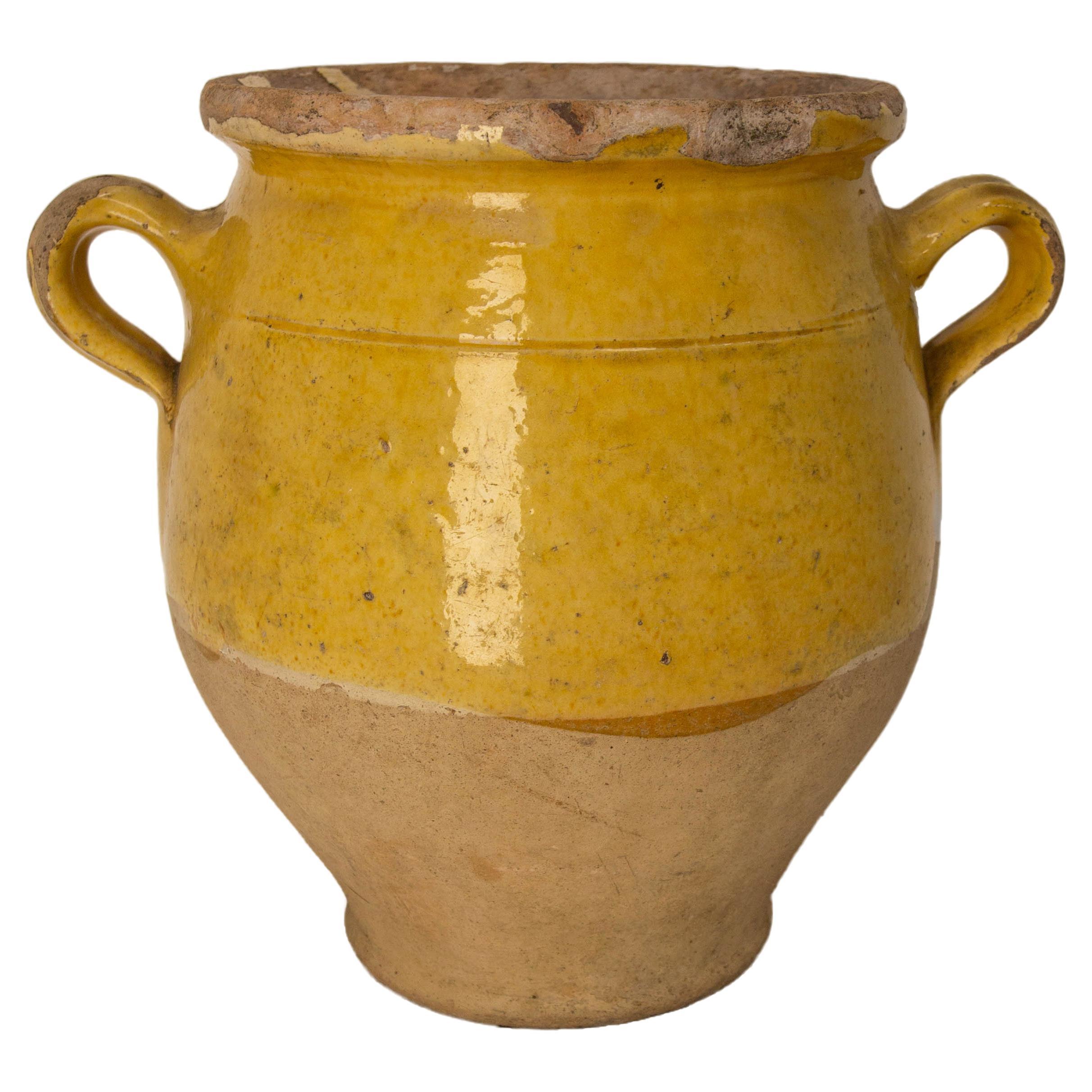 Pot à confiture en terre cuite à glaçure jaune, fin du 19ème siècle