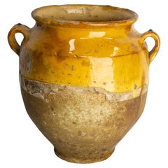 French, Terracotta Confit Pot Yellow Glaze, Late 19th Century