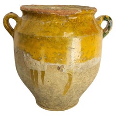 French, Terracotta Confit Pot Yellow Glaze, Late 19th Century