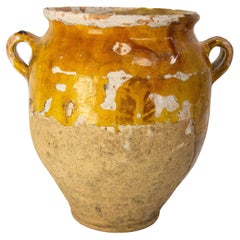 Pot à confiture en terre cuite à glaçure jaune, fin du 19ème siècle