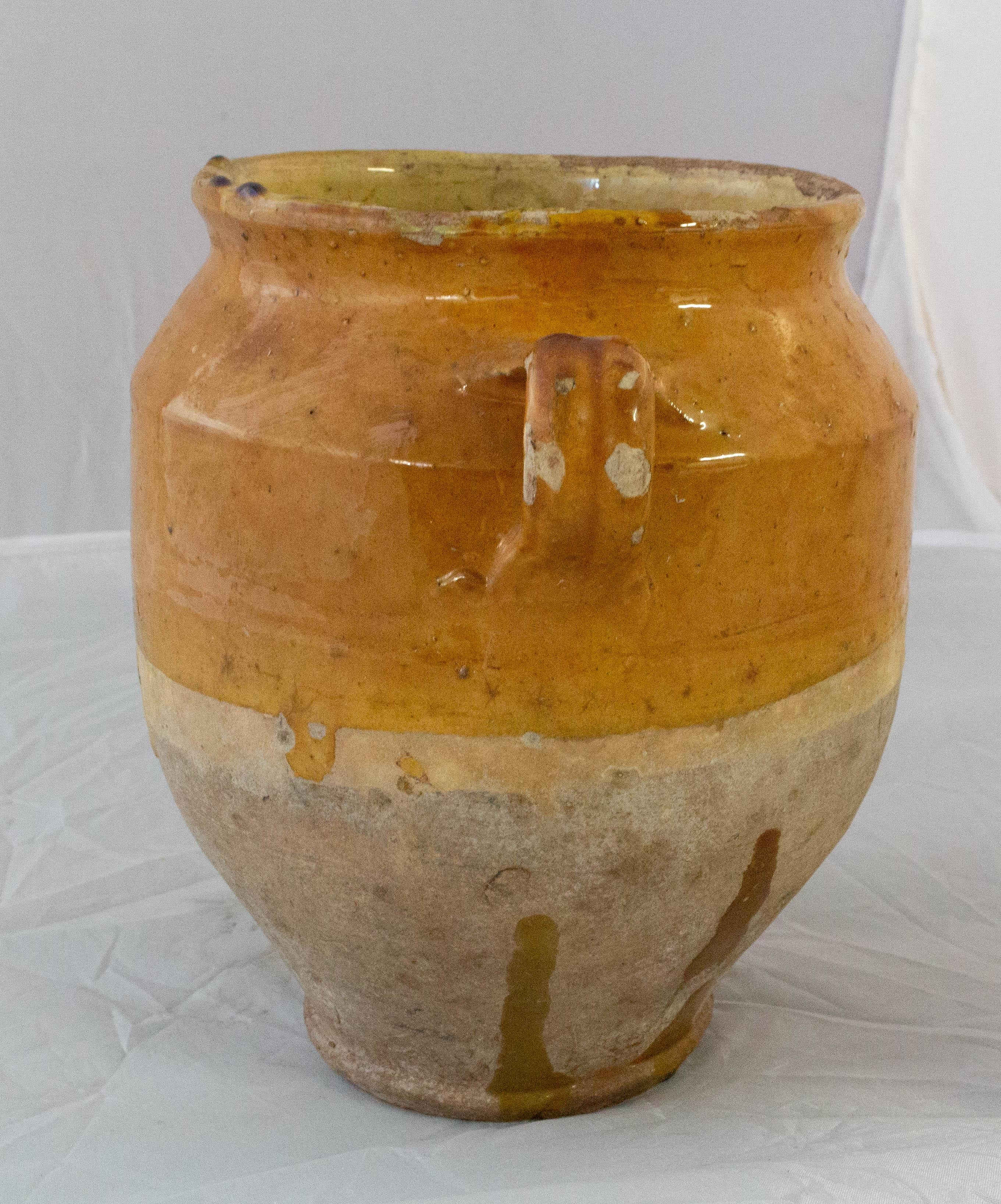 French Terracotta Confit Pot Yellow Glaze Medium Model In Good Condition In Labrit, Landes