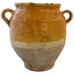 Französisch Terracotta Confit Topf Gelb Glasur Medium Modell