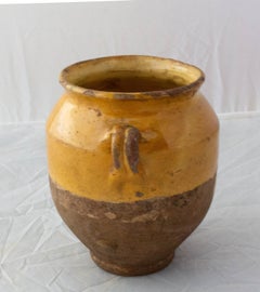 French Terracotta Confit Pot Yellow Glaze Small Model