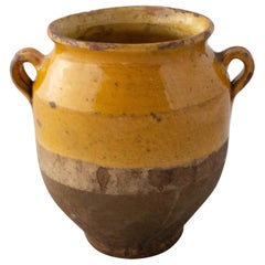 French Terracotta Confit Pot Yellow Glaze Small Model