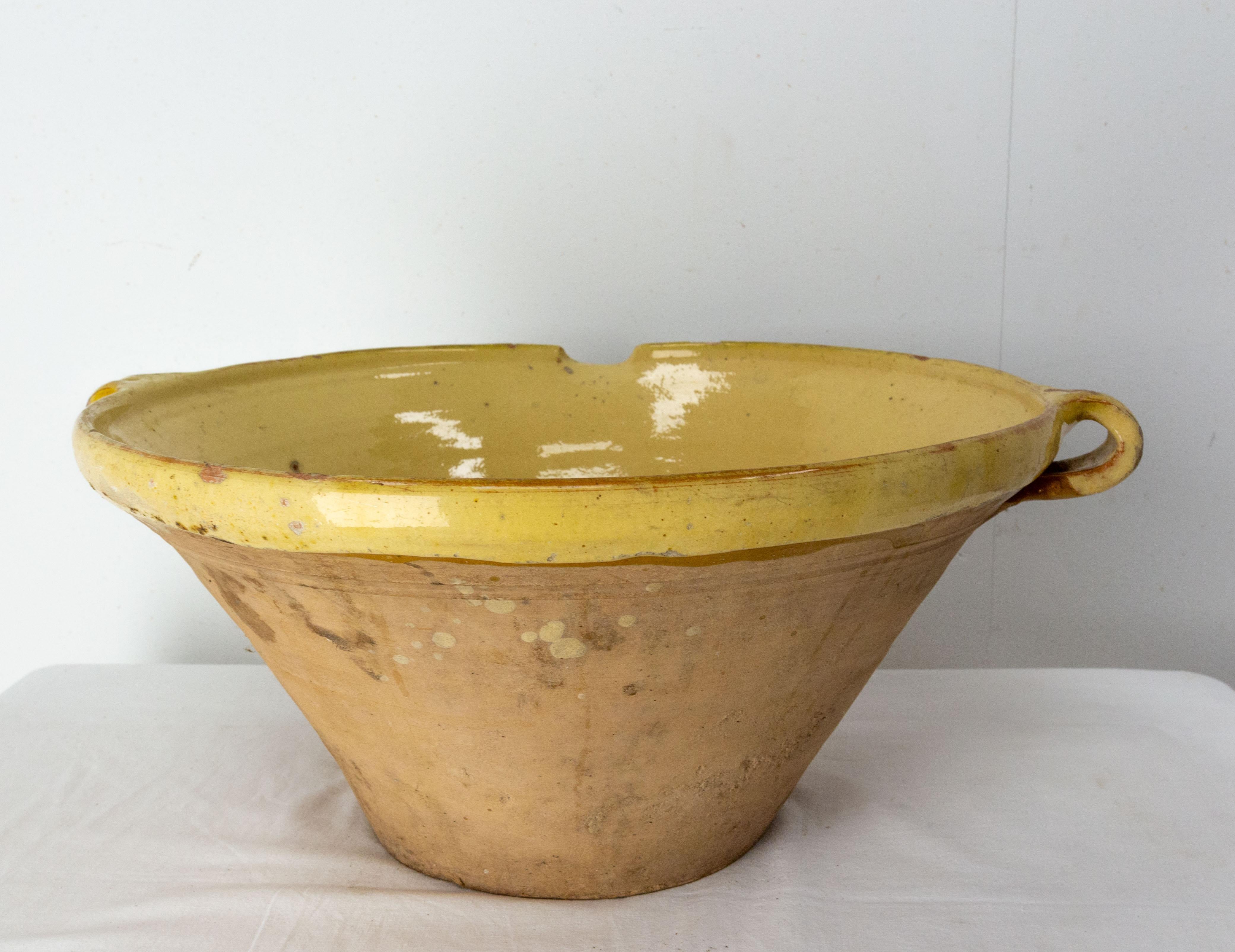 French Terracotta Confit Tian or Bowl Glazed In Good Condition In Labrit, Landes