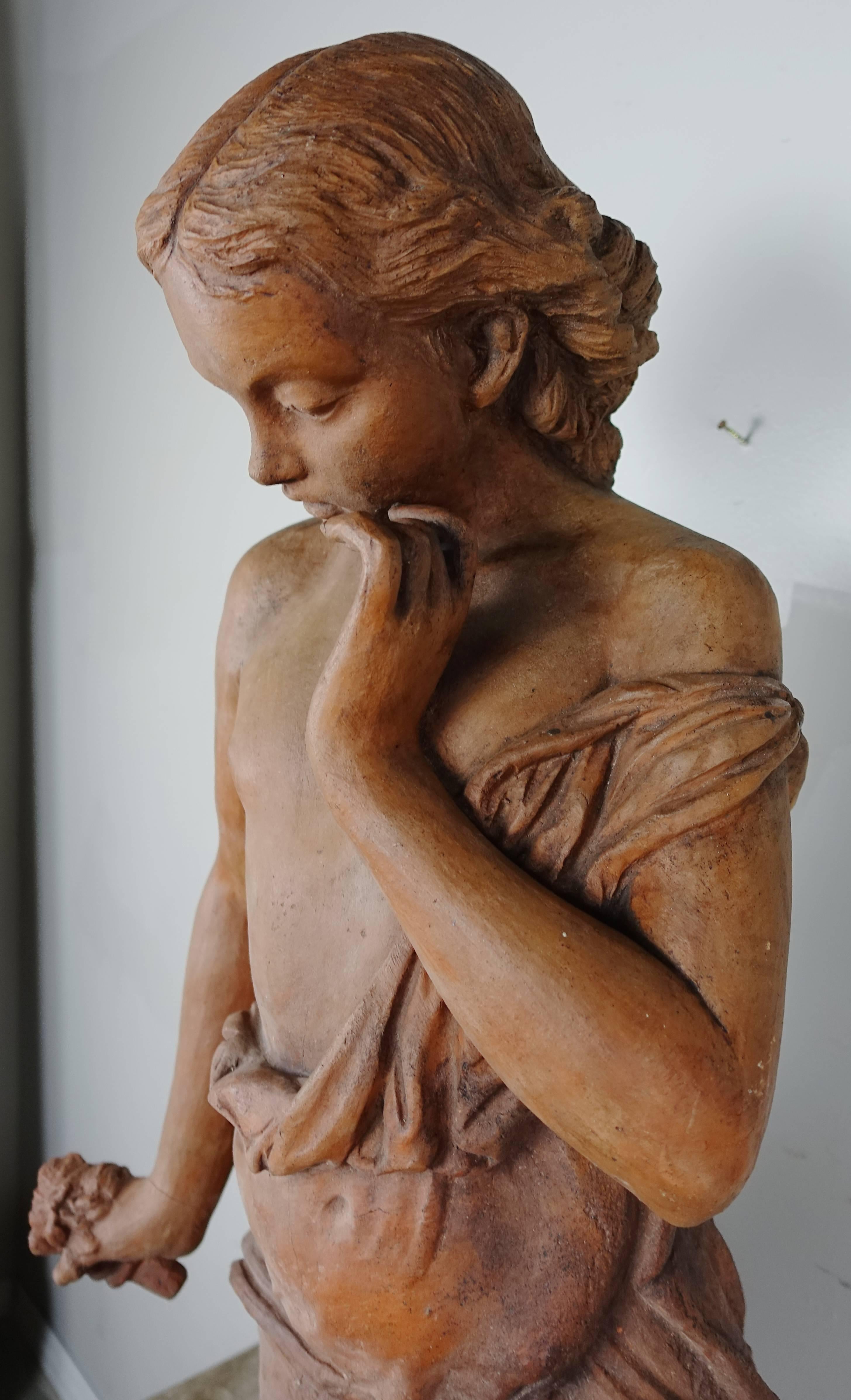Mid-20th Century French Terracotta Figure of a Woman