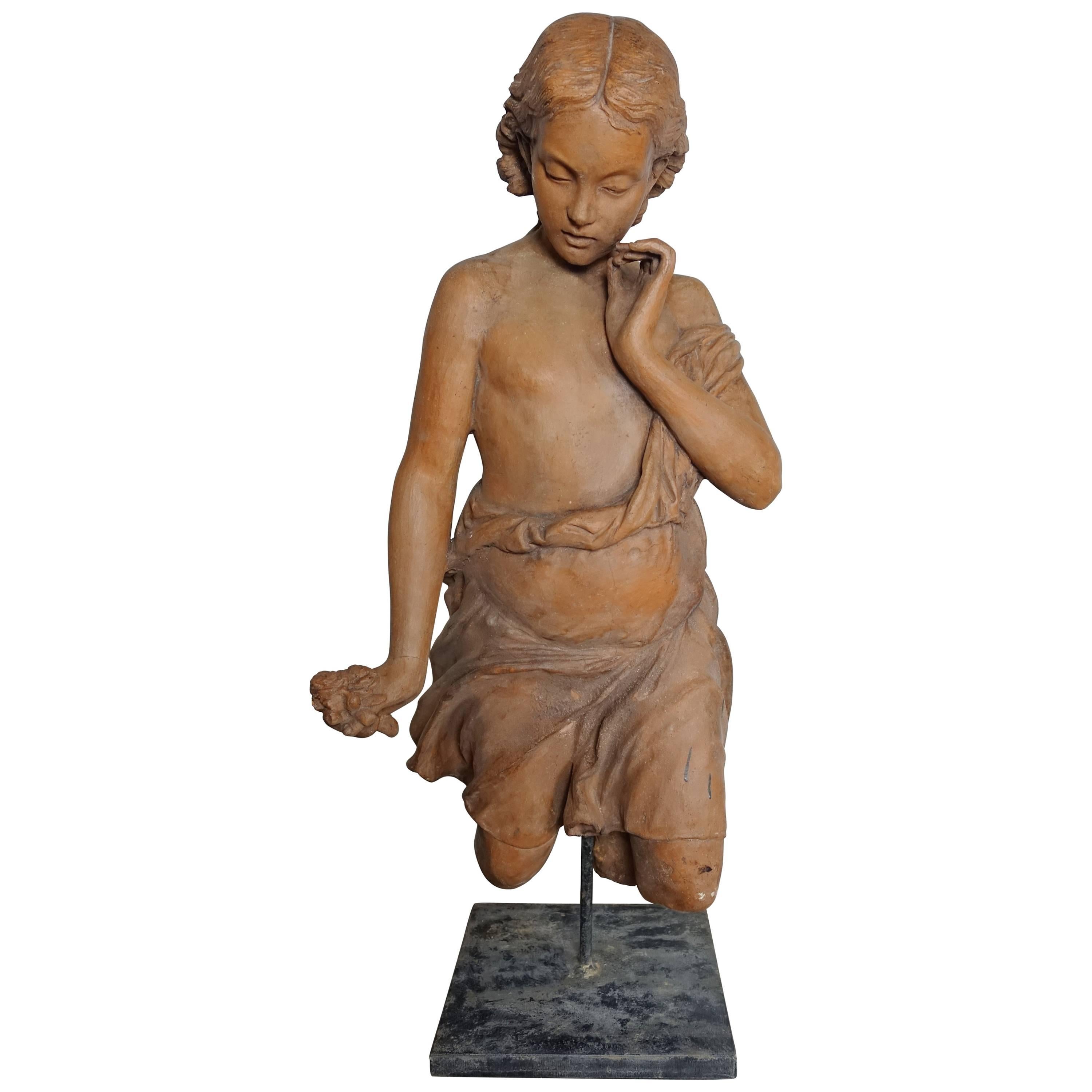 French Terracotta Figure of a Woman