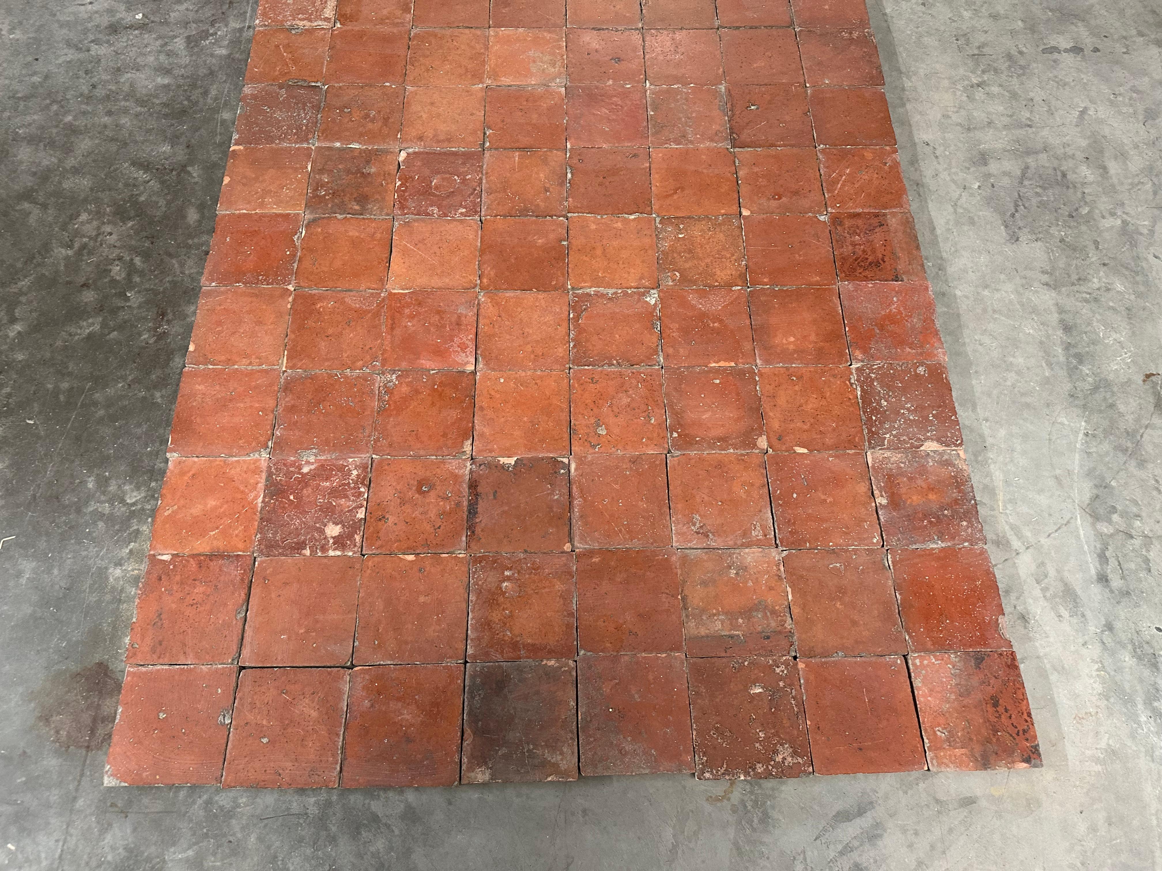 19th Century French Terracotta Floor Tiles For Sale