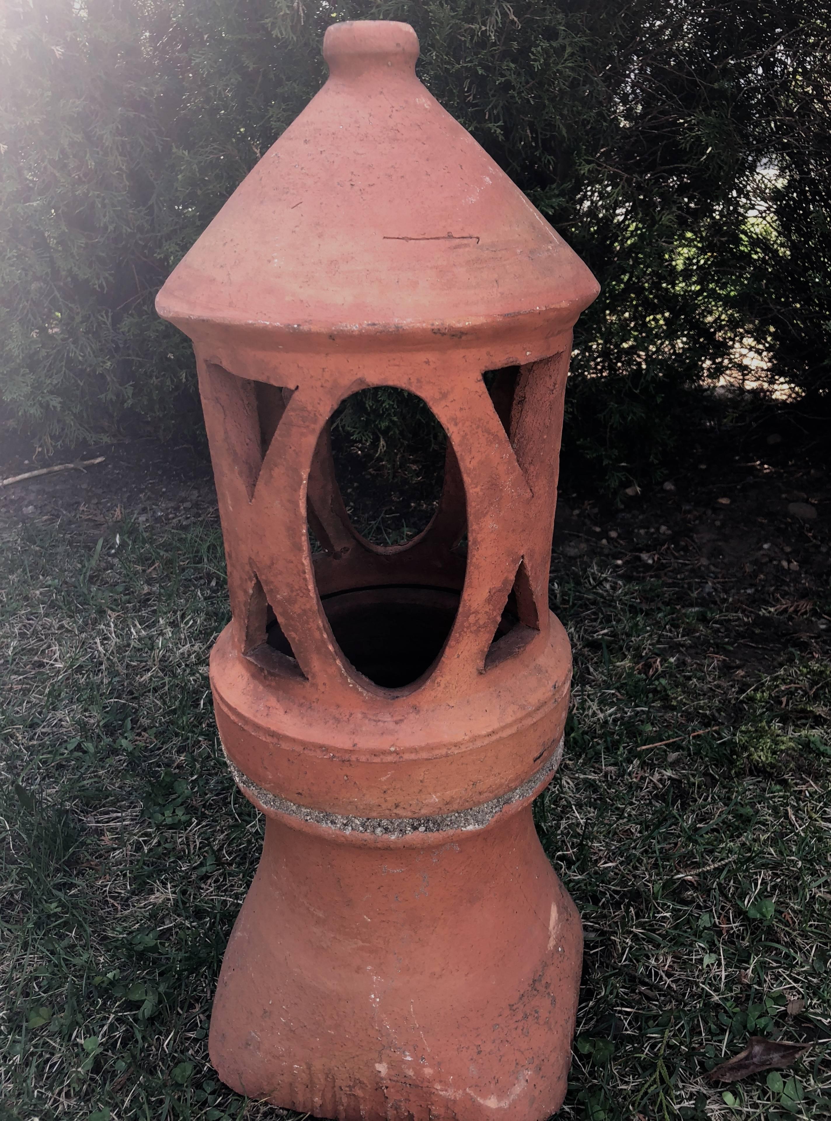 French Terracotta Garden Lantern In Good Condition In Woodbury, CT