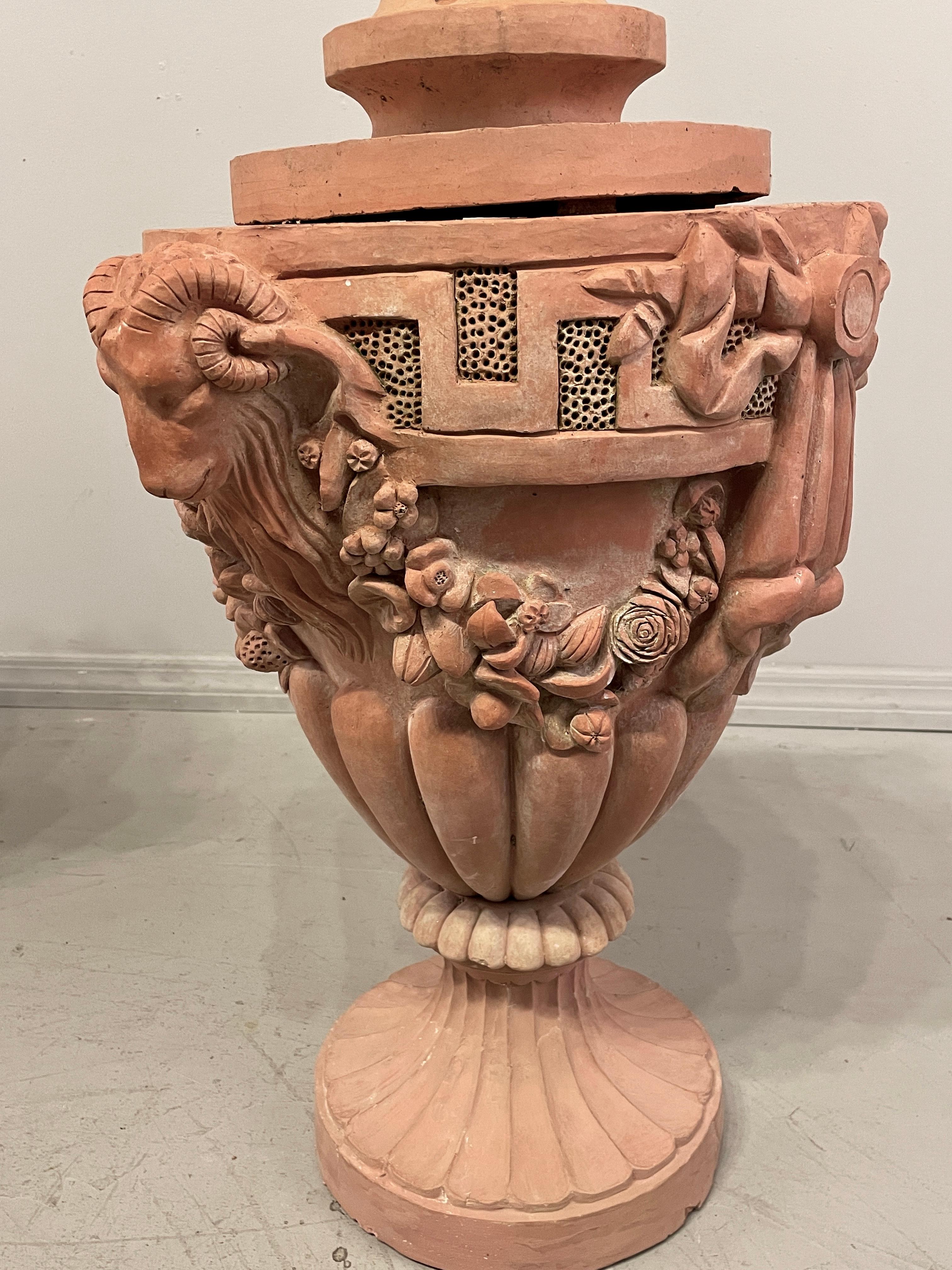 French Terracotta Garden Urns Pair 13