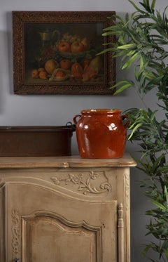 French Terracotta Glazed Olive Jar, Early 1900s