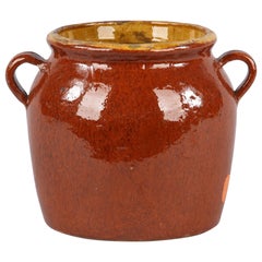 Antique French Terracotta Glazed Olive Jar, Early 1900s