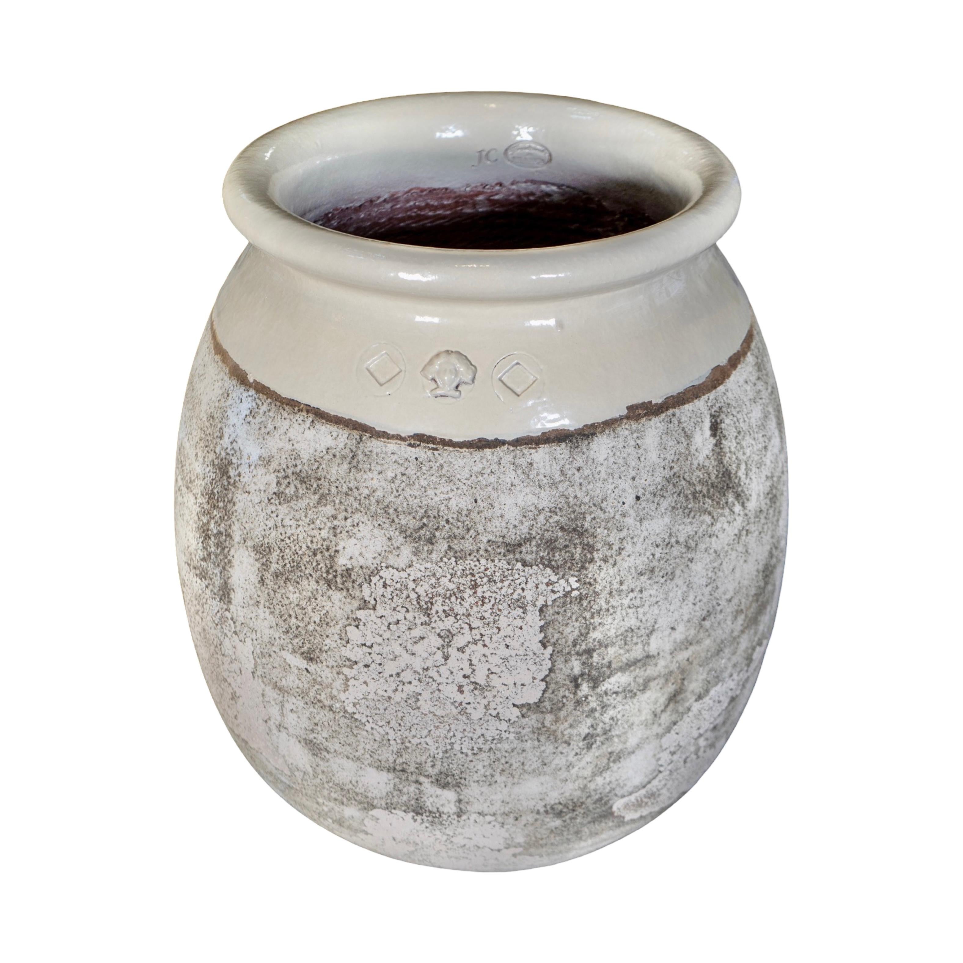 Contemporary French Glazed Terracotta Olive Jar In New Condition For Sale In Dallas, TX