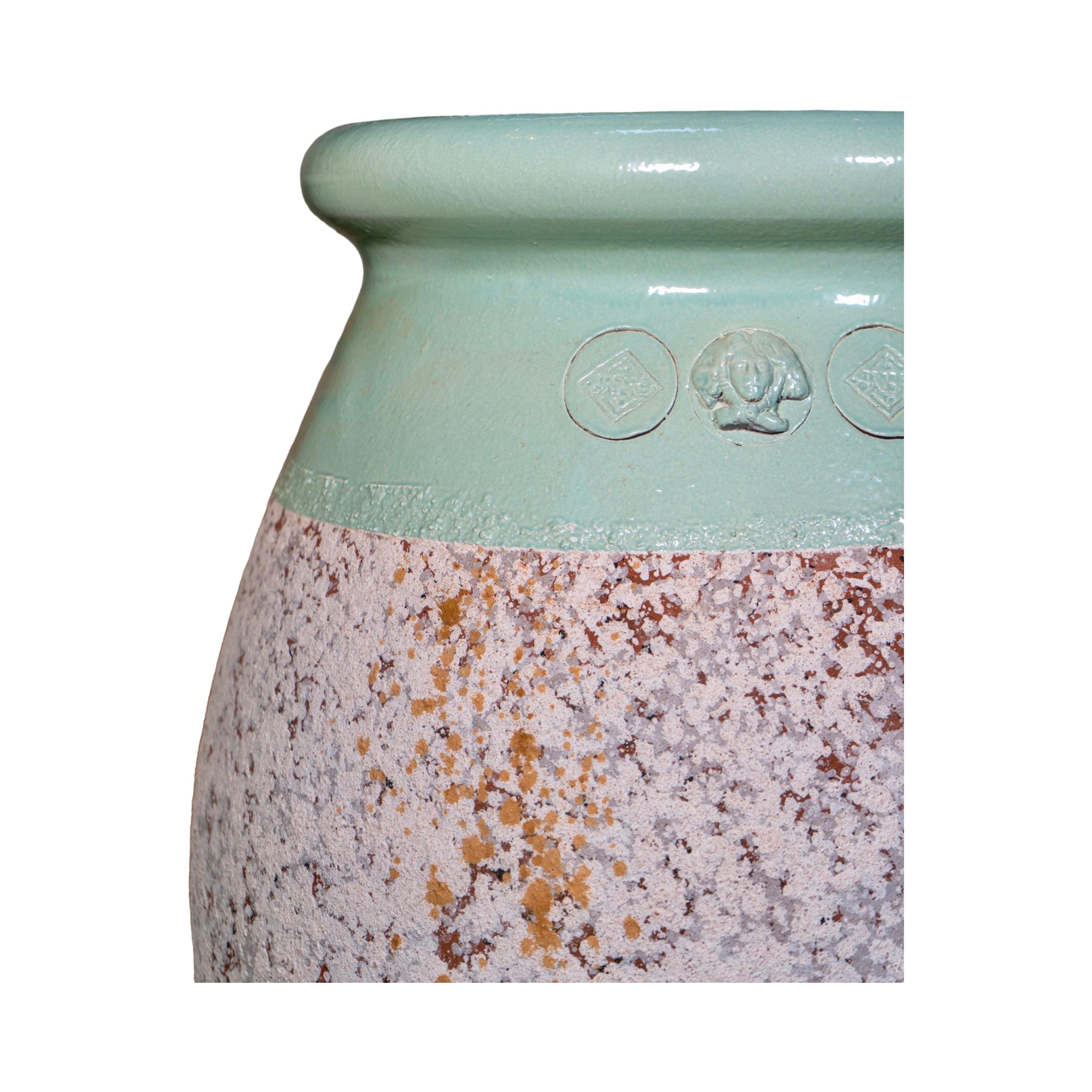 Contemporary French Terracotta Glazed Planter For Sale