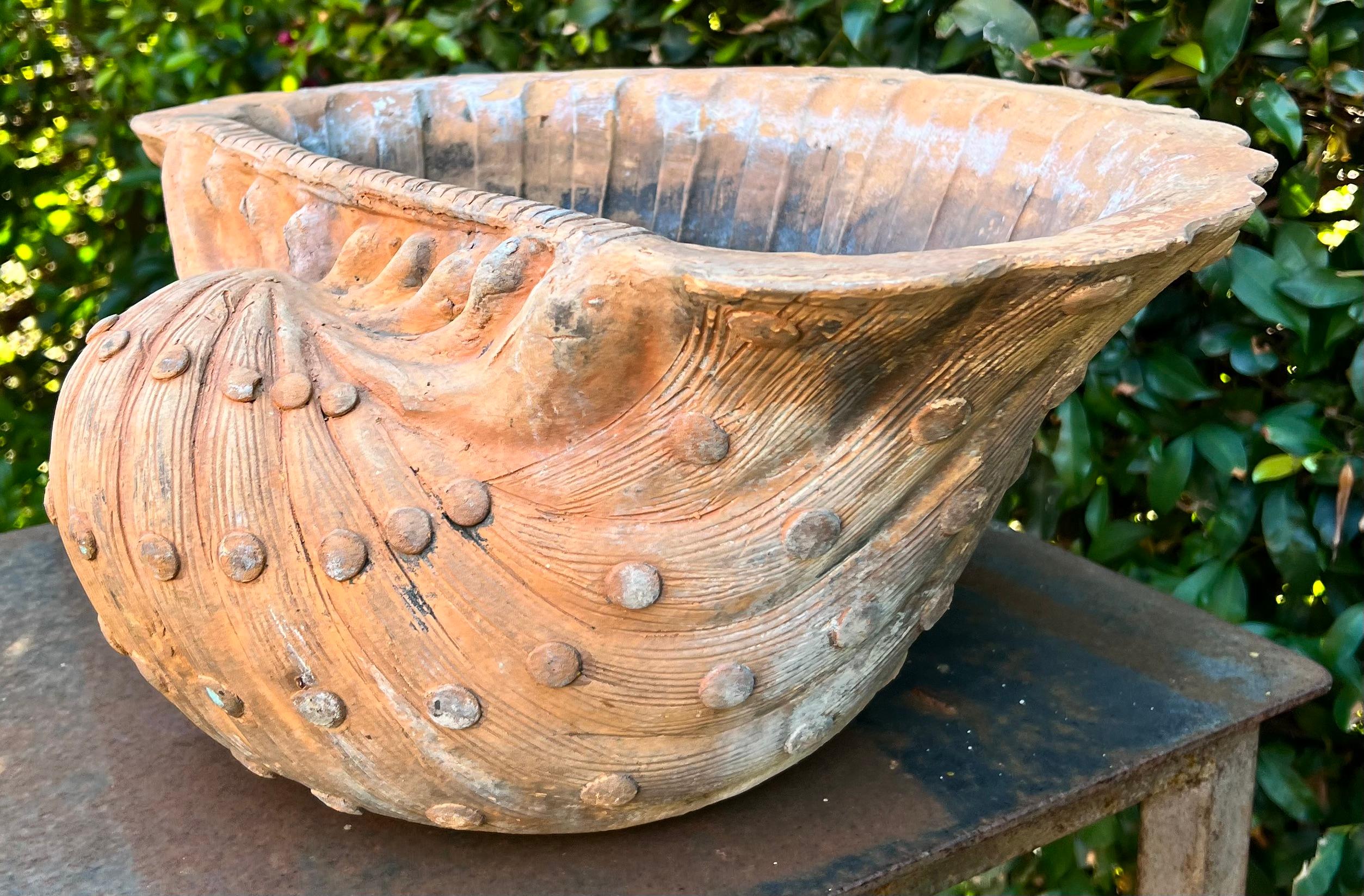 French Terracotta Grotto Shell Shaped Planter or Jardiniere For Sale 3