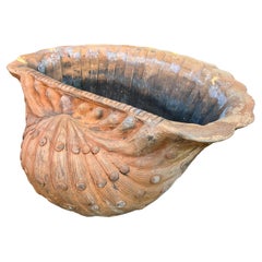 Retro French Terracotta Grotto Shell Shaped Planter or Jardiniere