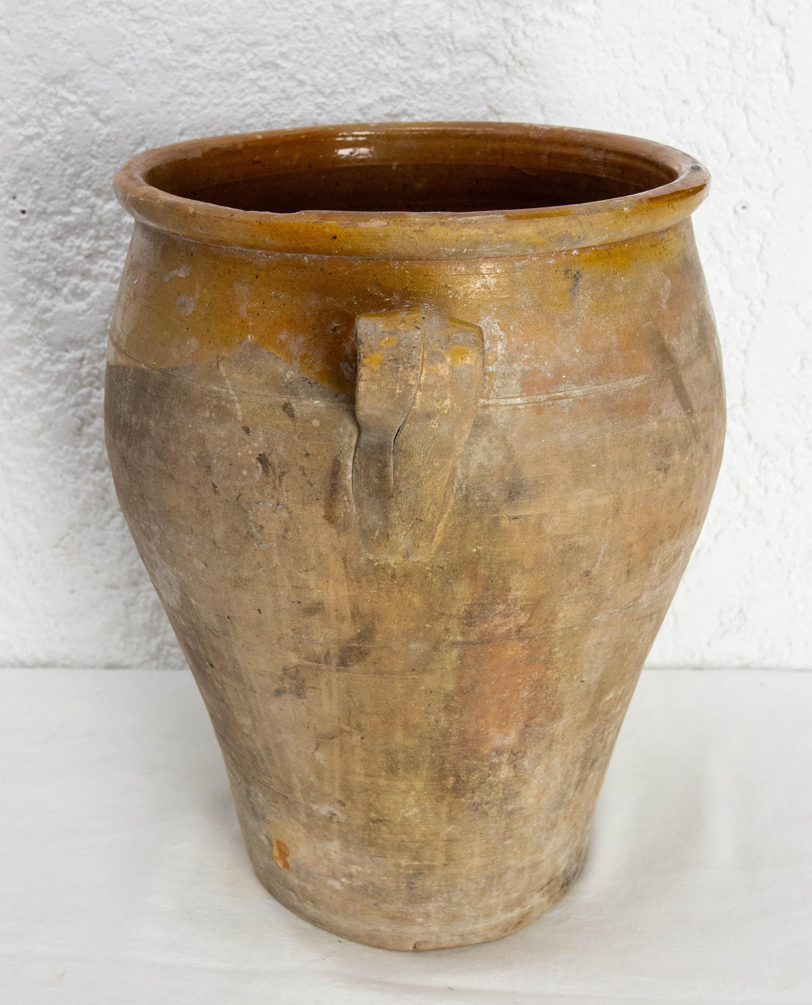Jarra francesa de terracota vidriada en marrón, finales del siglo XIX en Bueno estado para la venta en Labrit, Landes