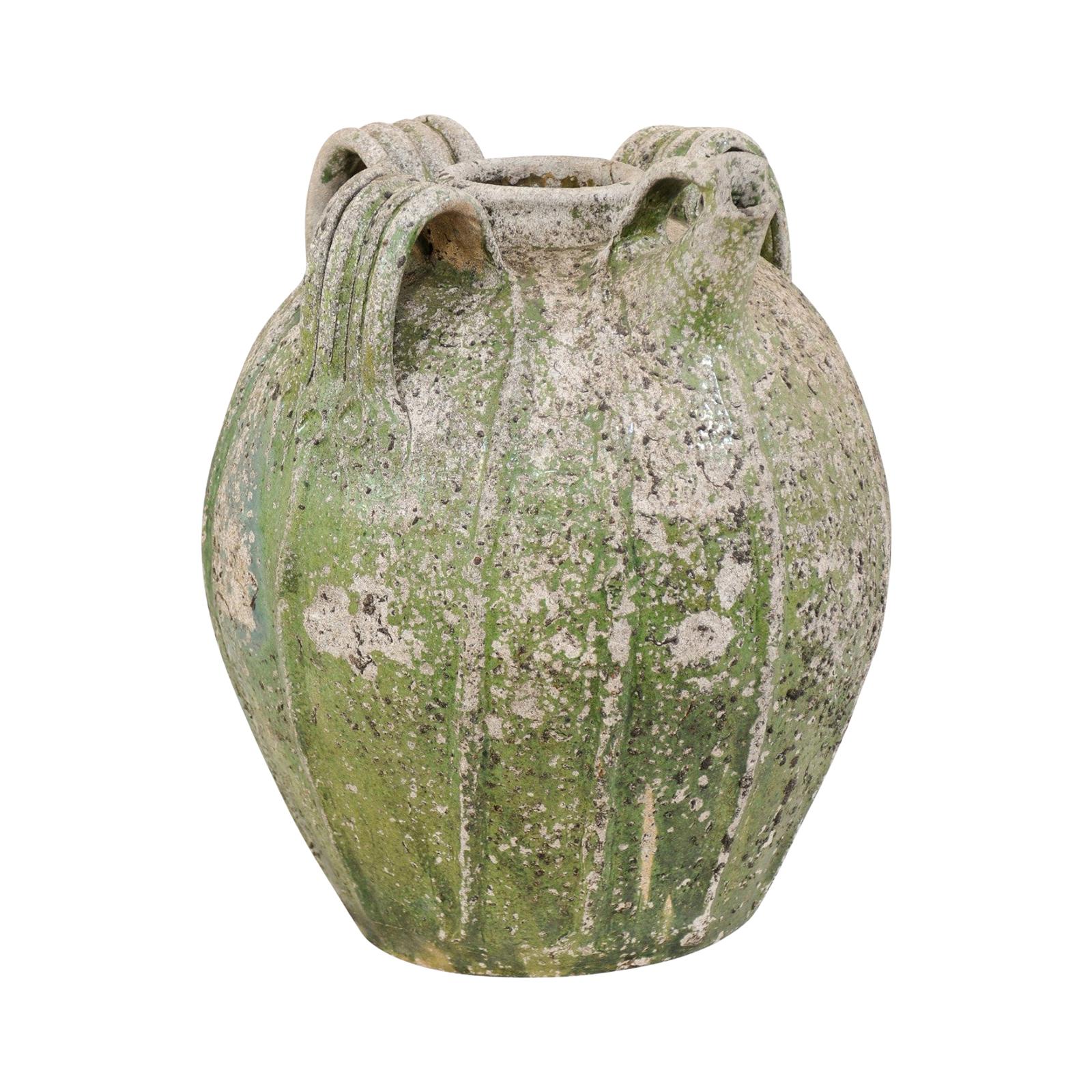 French Terracotta Jar in Green Hues from the 19th Century