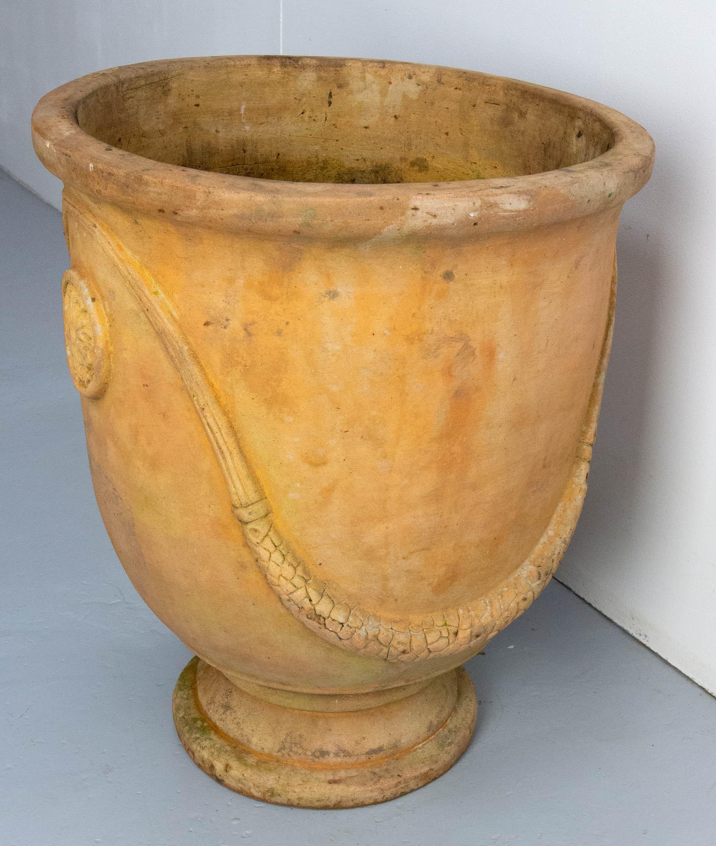 French Provincial French Terracotta Large Vase Planter Anduze Style Patio Garden 20th Mid-Century For Sale