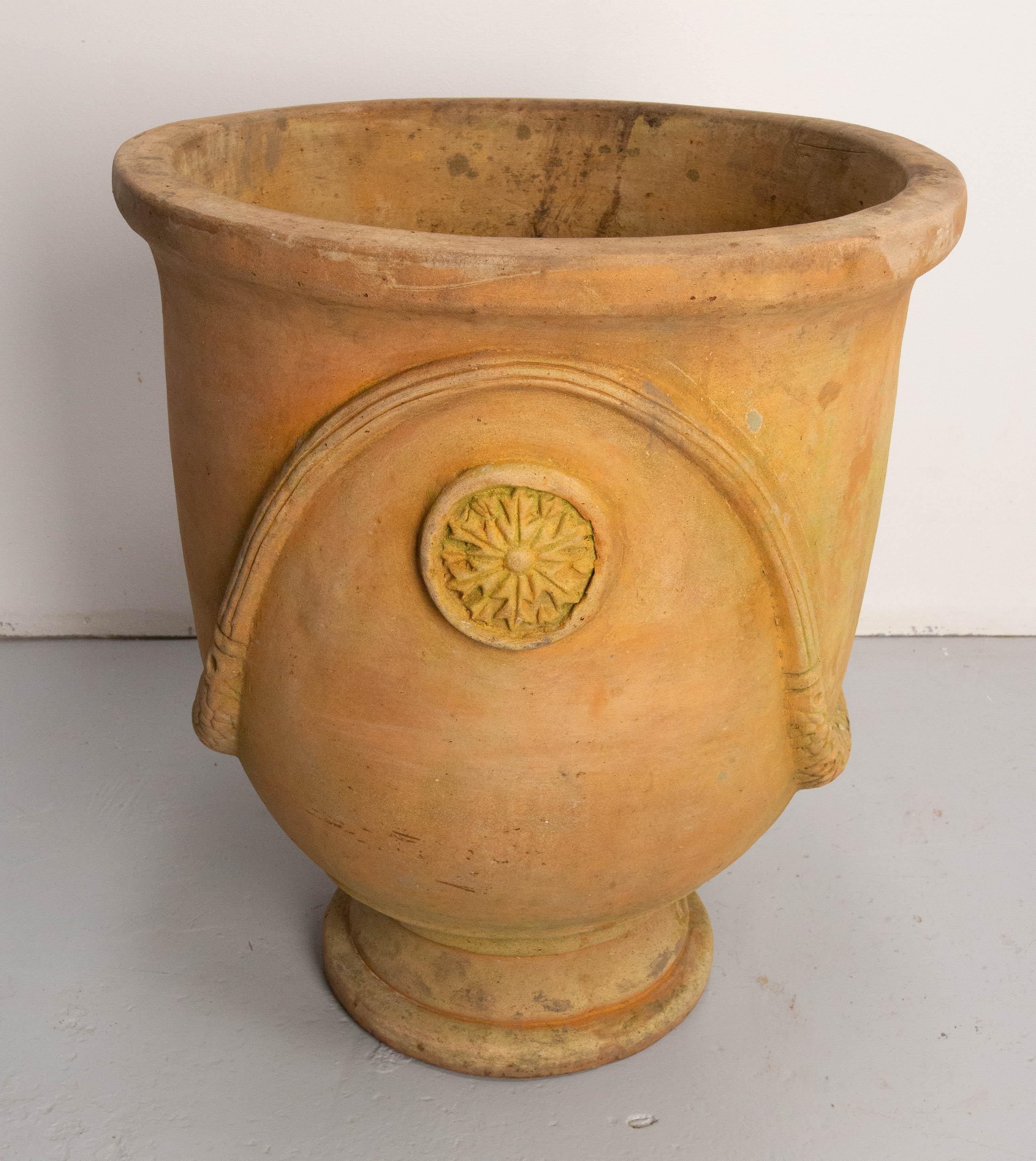 French Terracotta Large Vase Planter Anduze Style Patio Garden 20th Mid-Century In Good Condition For Sale In Labrit, Landes