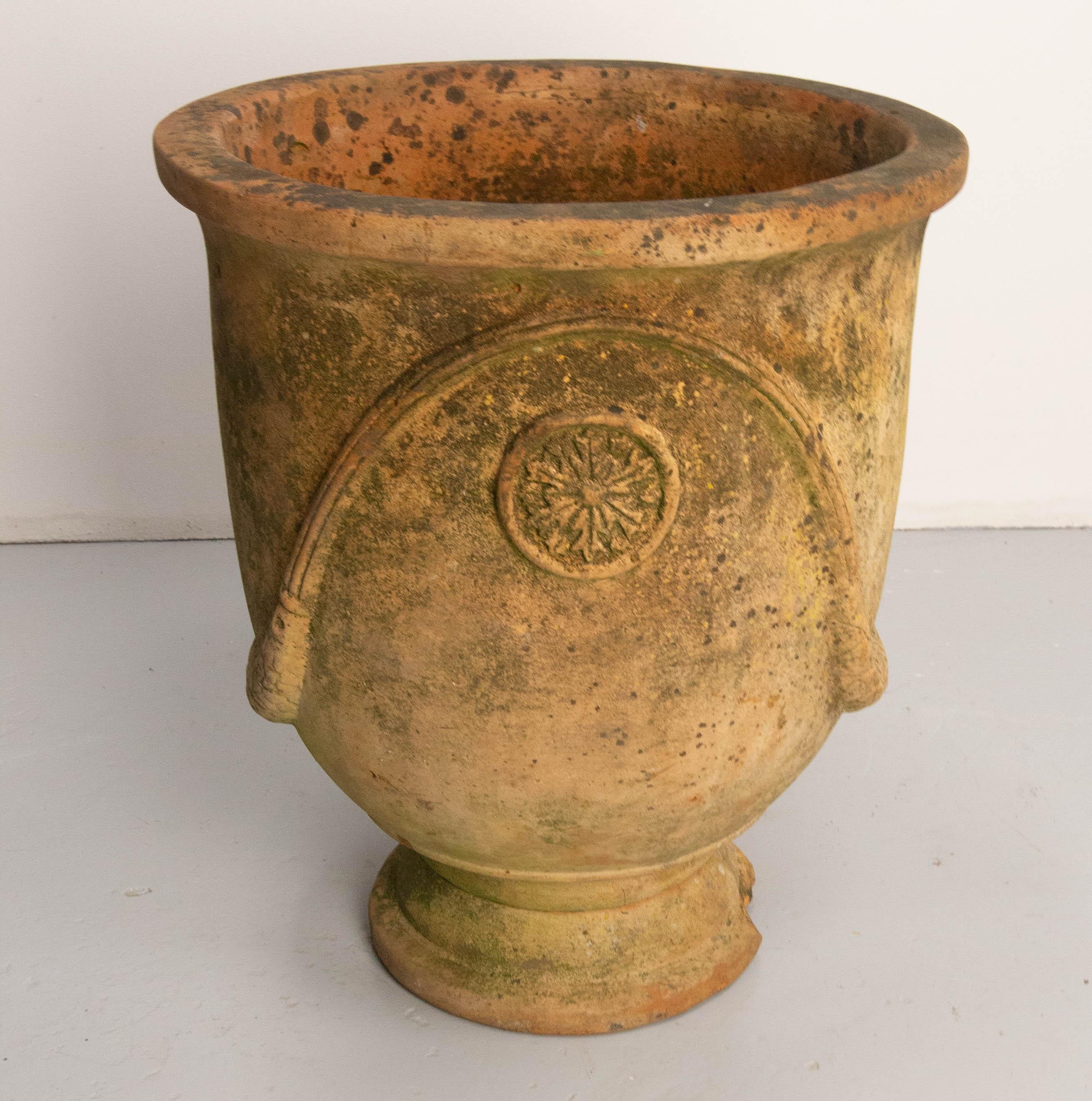 French Terracotta Large Vase Planter Anduze Style Patio Garden 20th Mid-Century In Good Condition For Sale In Labrit, Landes