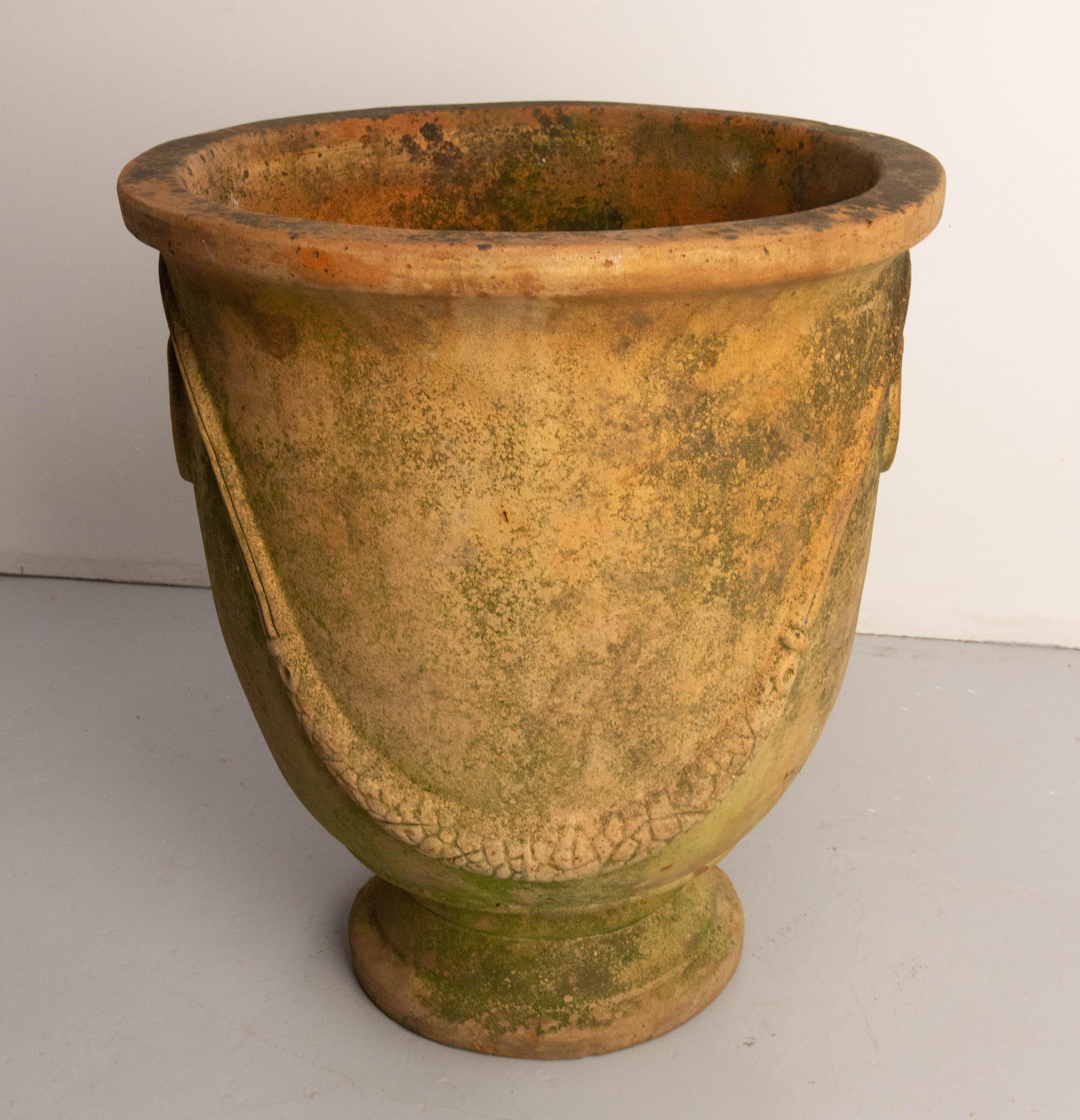 Mid-20th Century French Terracotta Large Vase Planter Anduze Style Patio Garden 20th Mid-Century For Sale