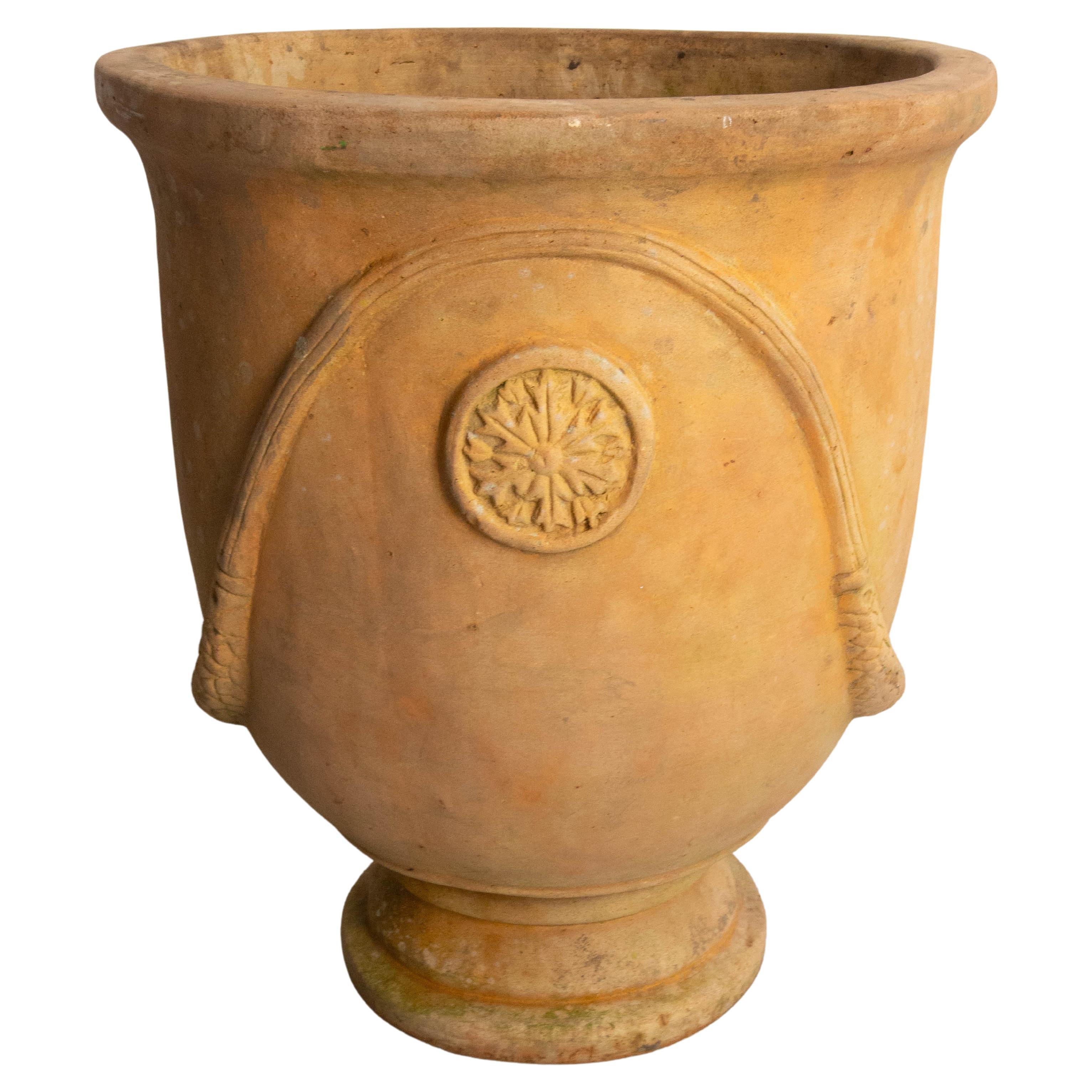 French Terracotta Large Vase Planter Anduze Style Patio Garden 20th Mid-Century For Sale