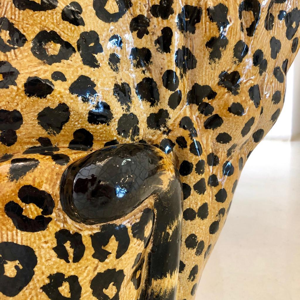 French Terracotta Leopard Decorative Sculpture, 1940s 4