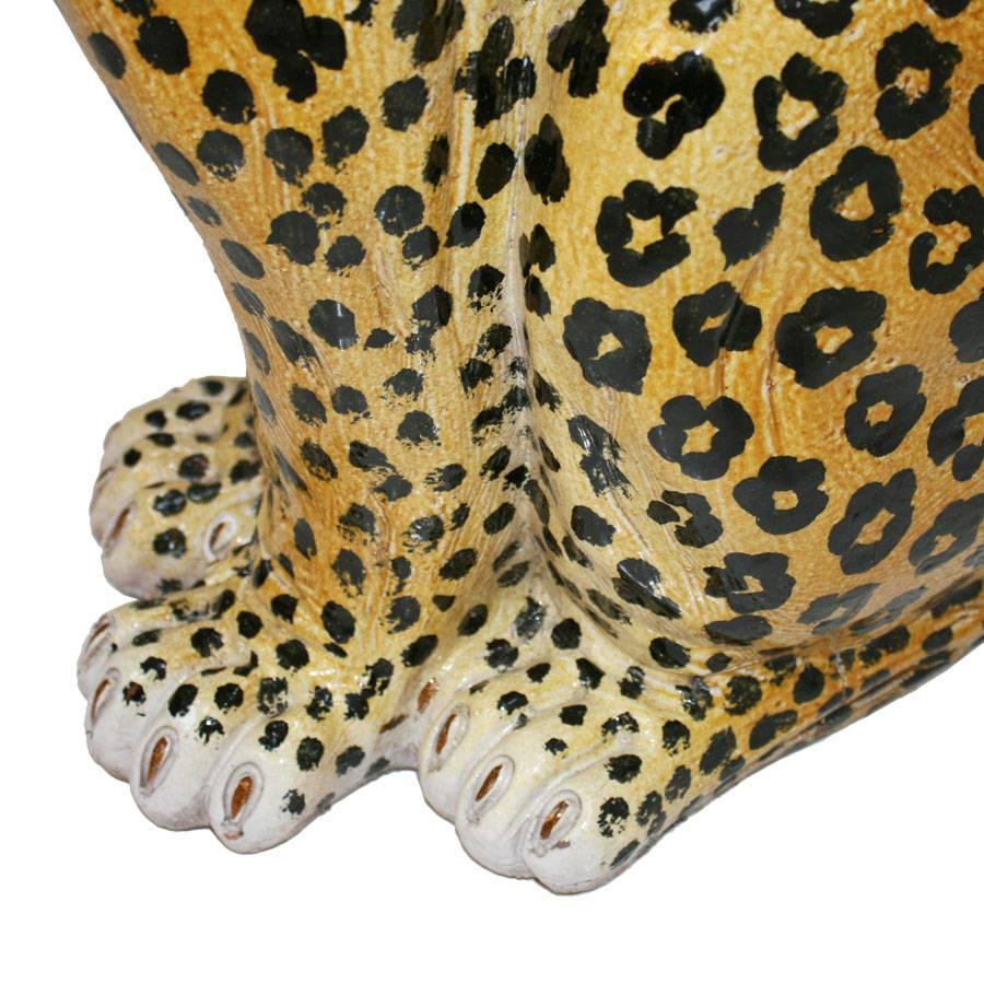 Italian French Terracotta Leopard Decorative Sculpture, 1940s