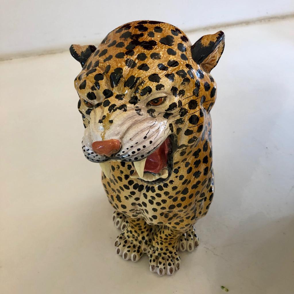 French Terracotta Leopard Decorative Sculpture, 1940s In Excellent Condition In Madrid, ES