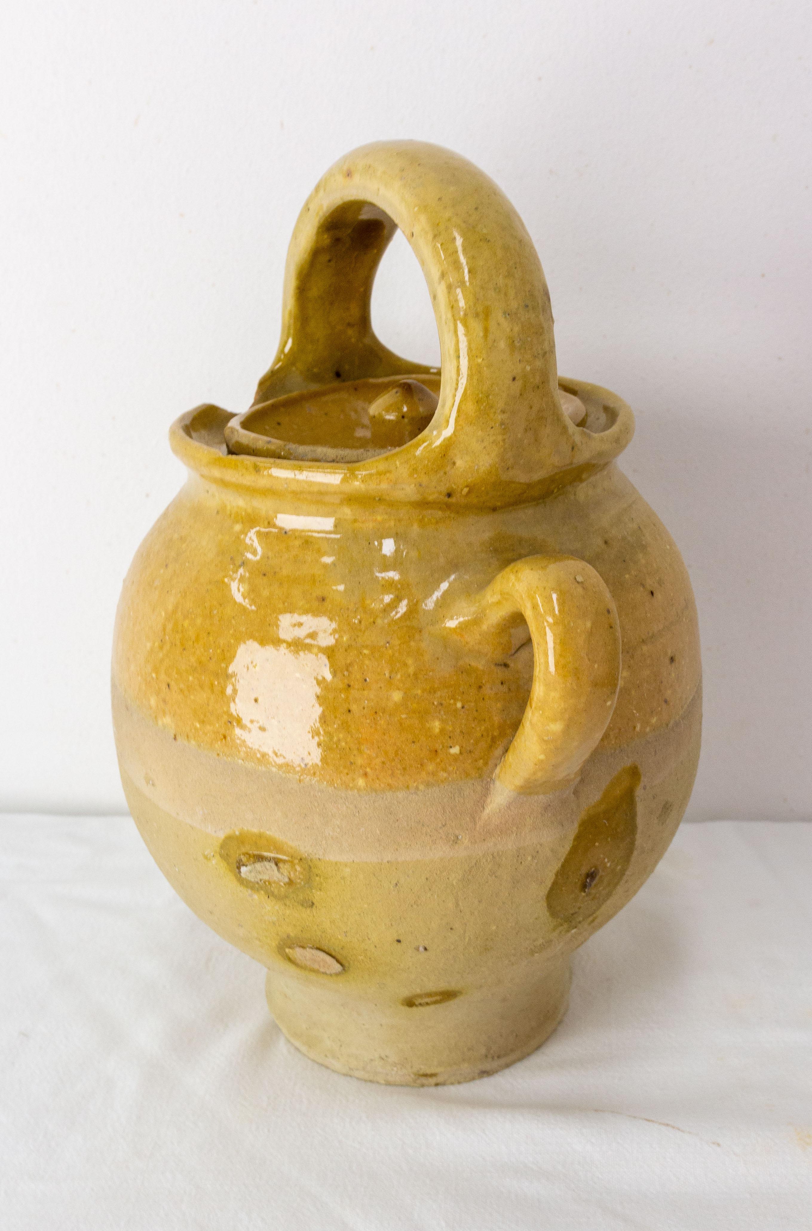 French Terracotta Little Jug or Pitcher, 19th Century In Good Condition In Labrit, Landes