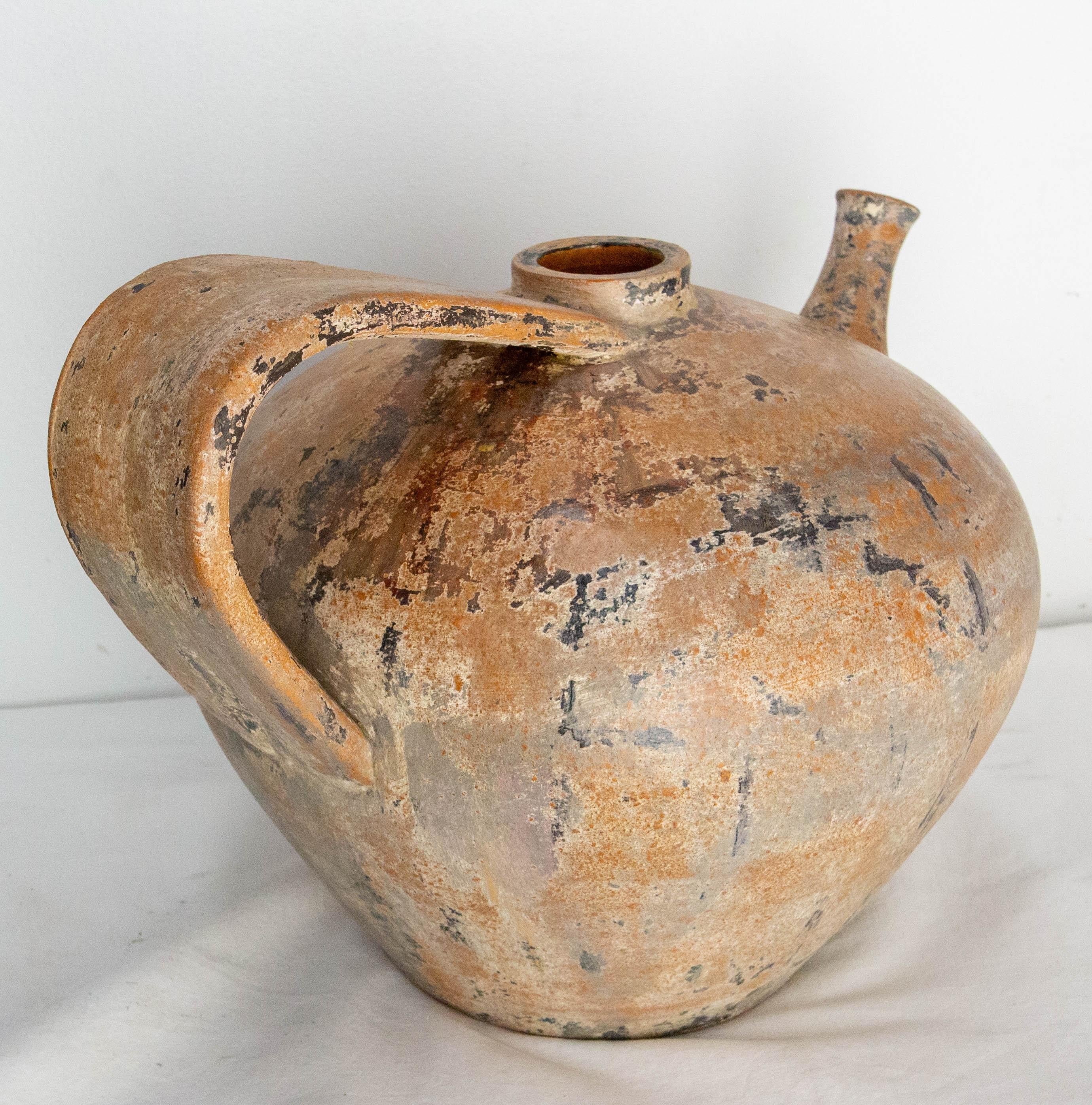 French Terracotta Pitcher Patinated circa 1960 In Good Condition For Sale In Labrit, Landes