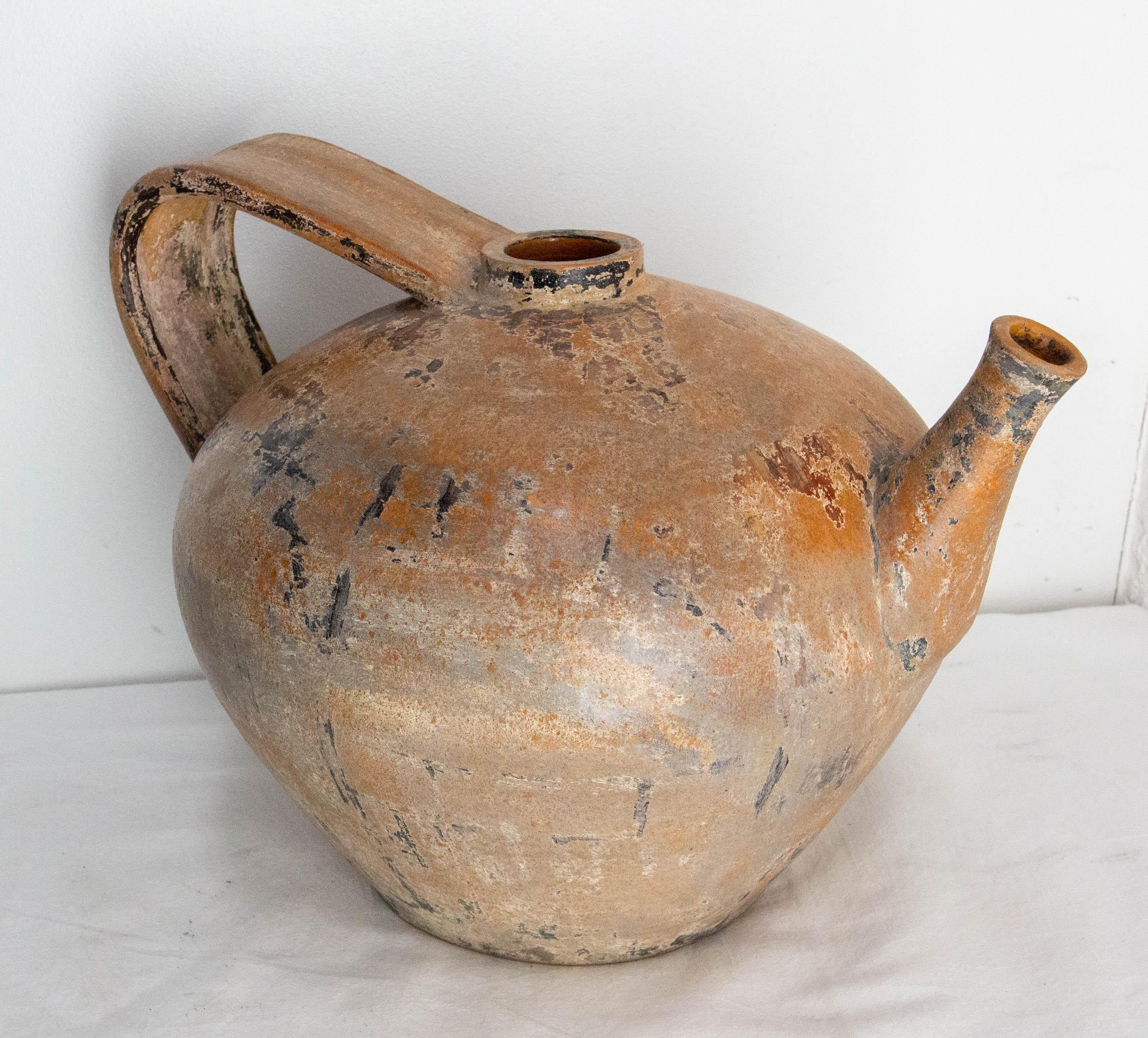 20th Century French Terracotta Pitcher Patinated circa 1960 For Sale