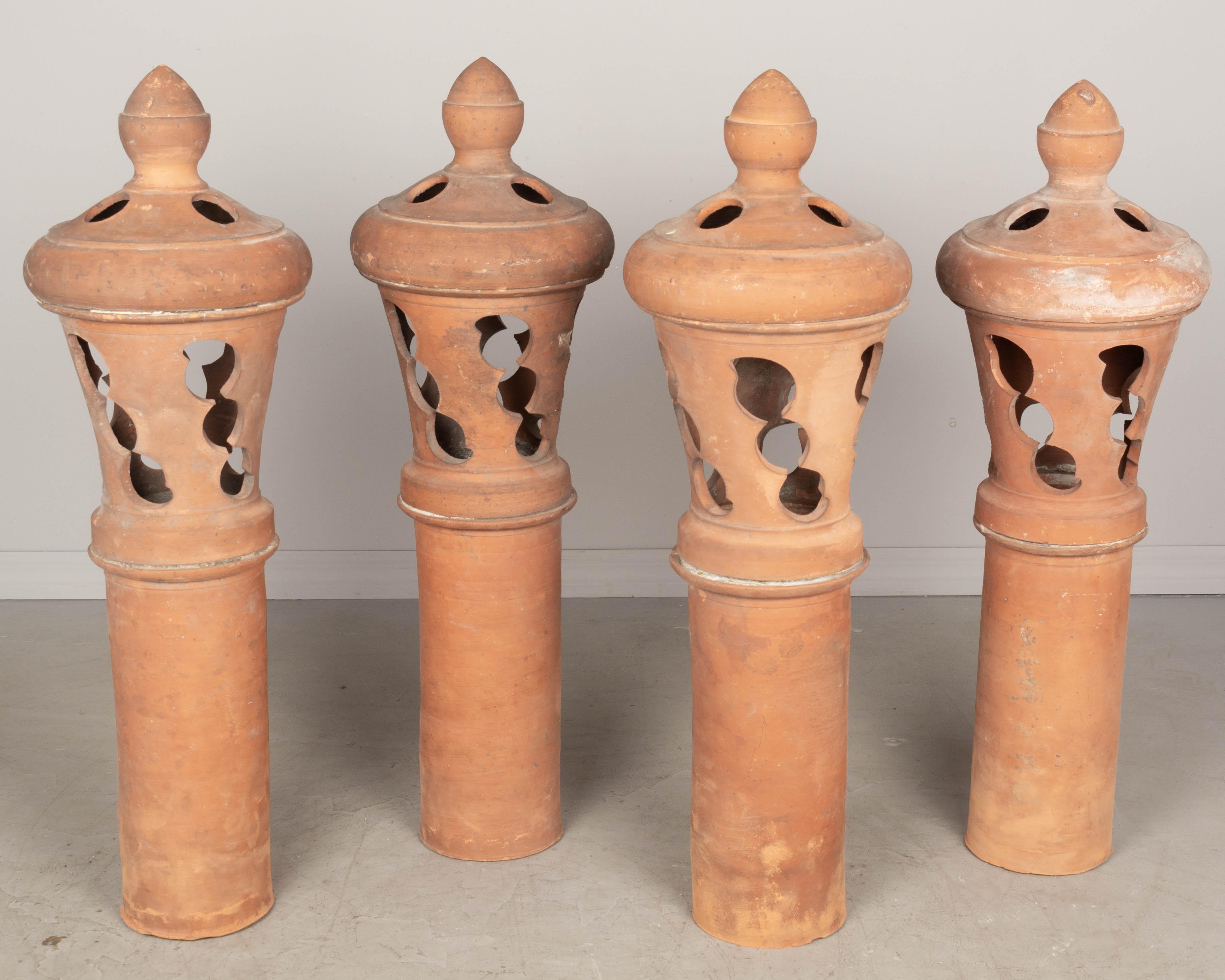 Arts and Crafts French Terracotta Roof Finials, Set of Four For Sale