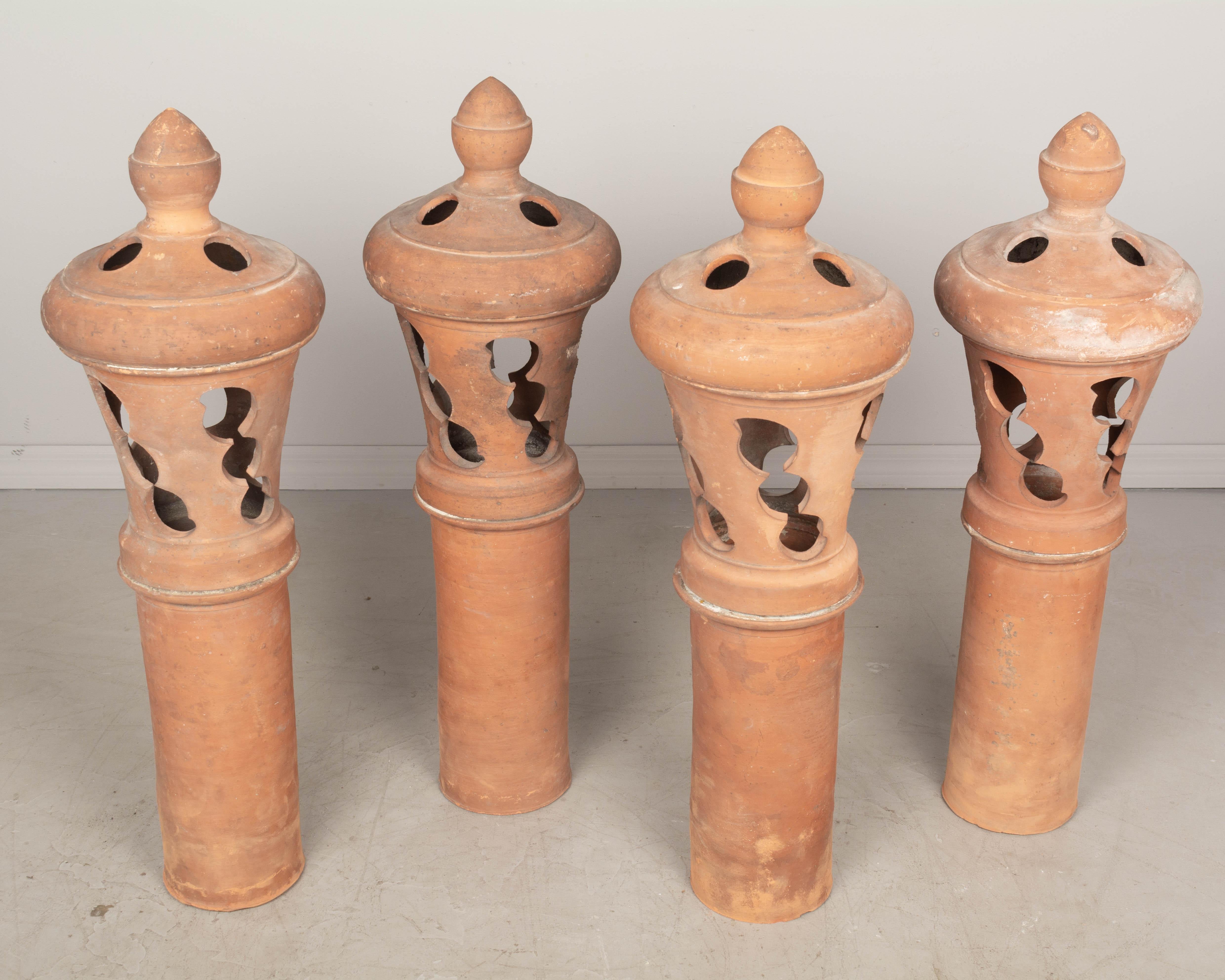 Cast French Terracotta Roof Finials, Set of Four For Sale