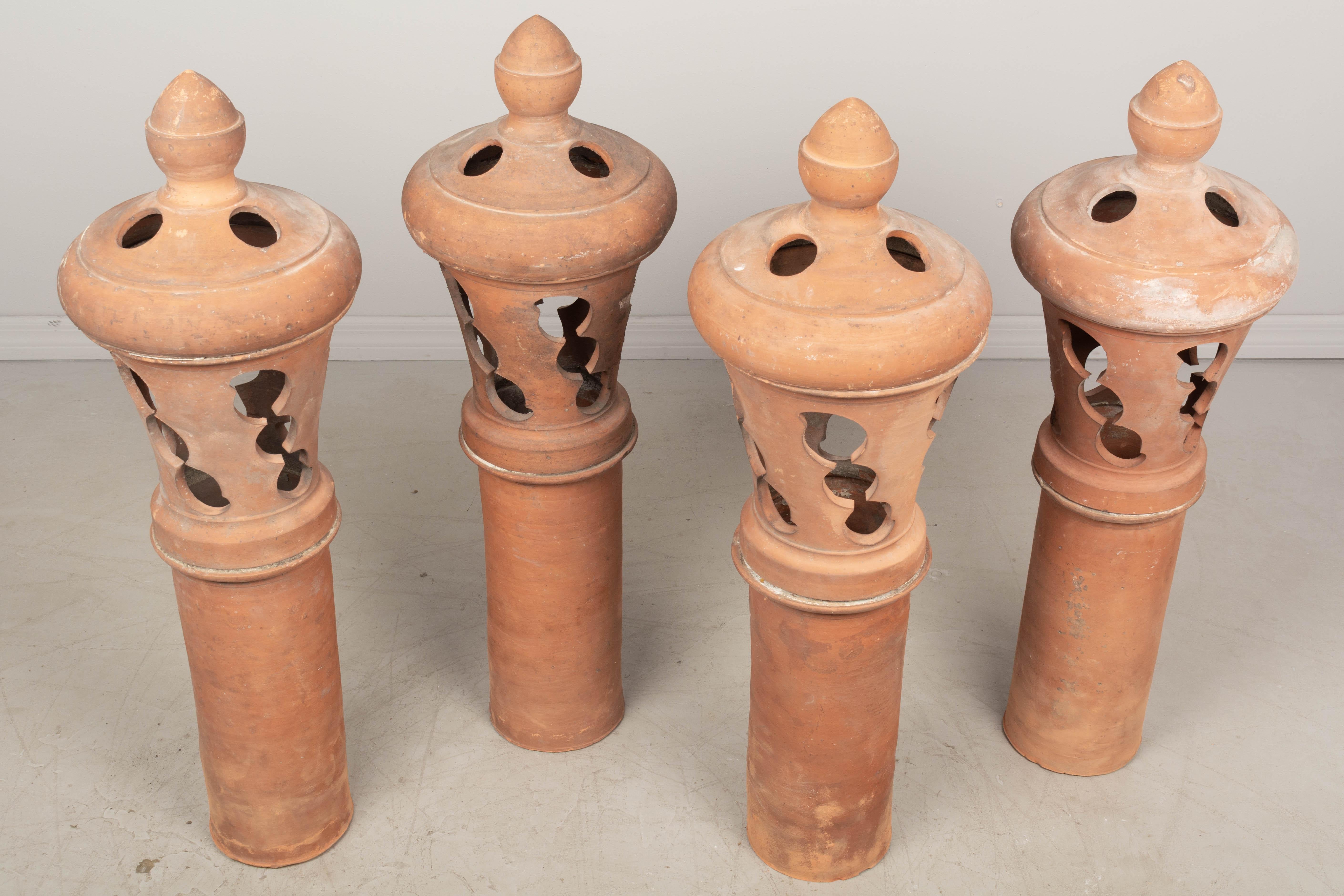French Terracotta Roof Finials, Set of Four In Good Condition For Sale In Winter Park, FL