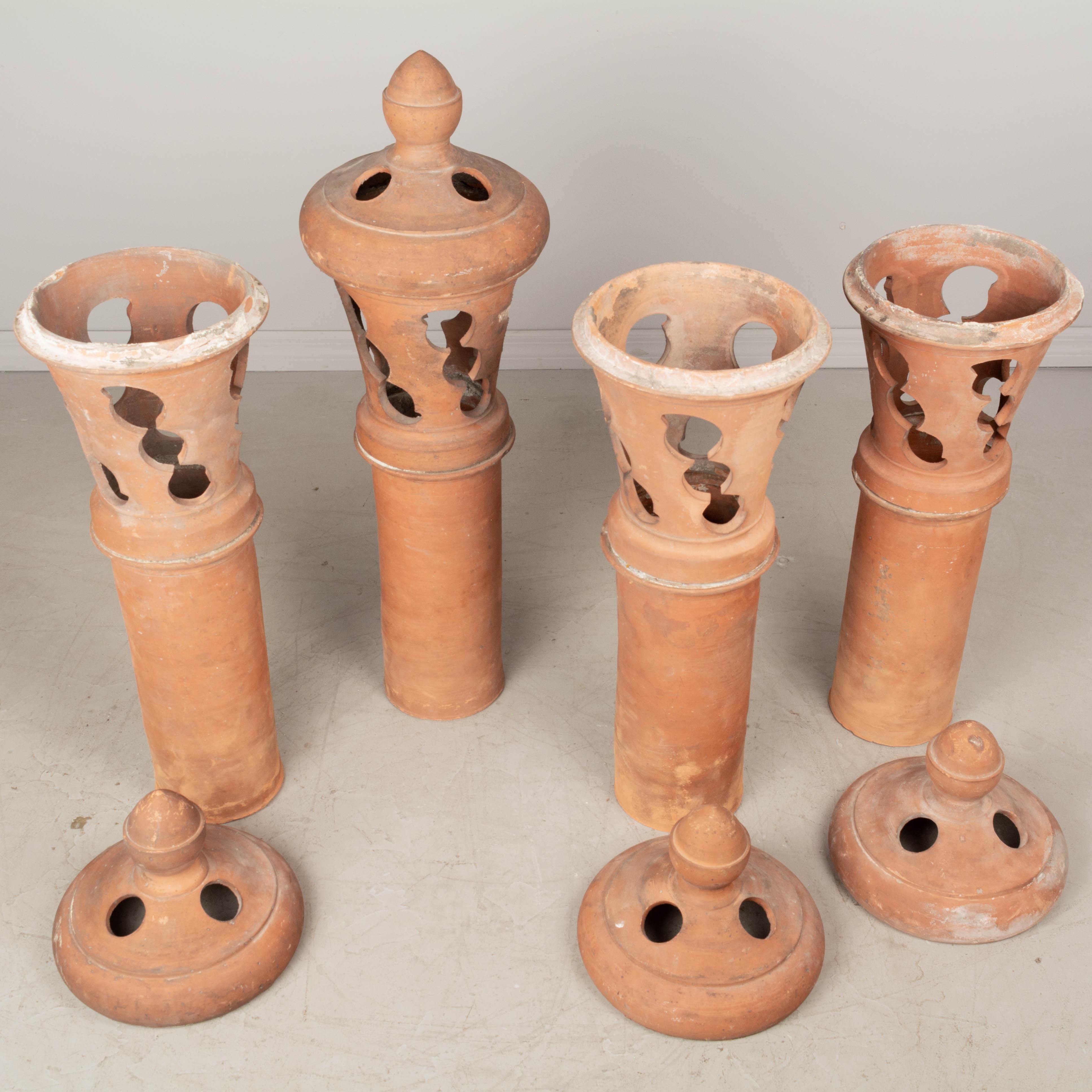 20th Century French Terracotta Roof Finials, Set of Four For Sale