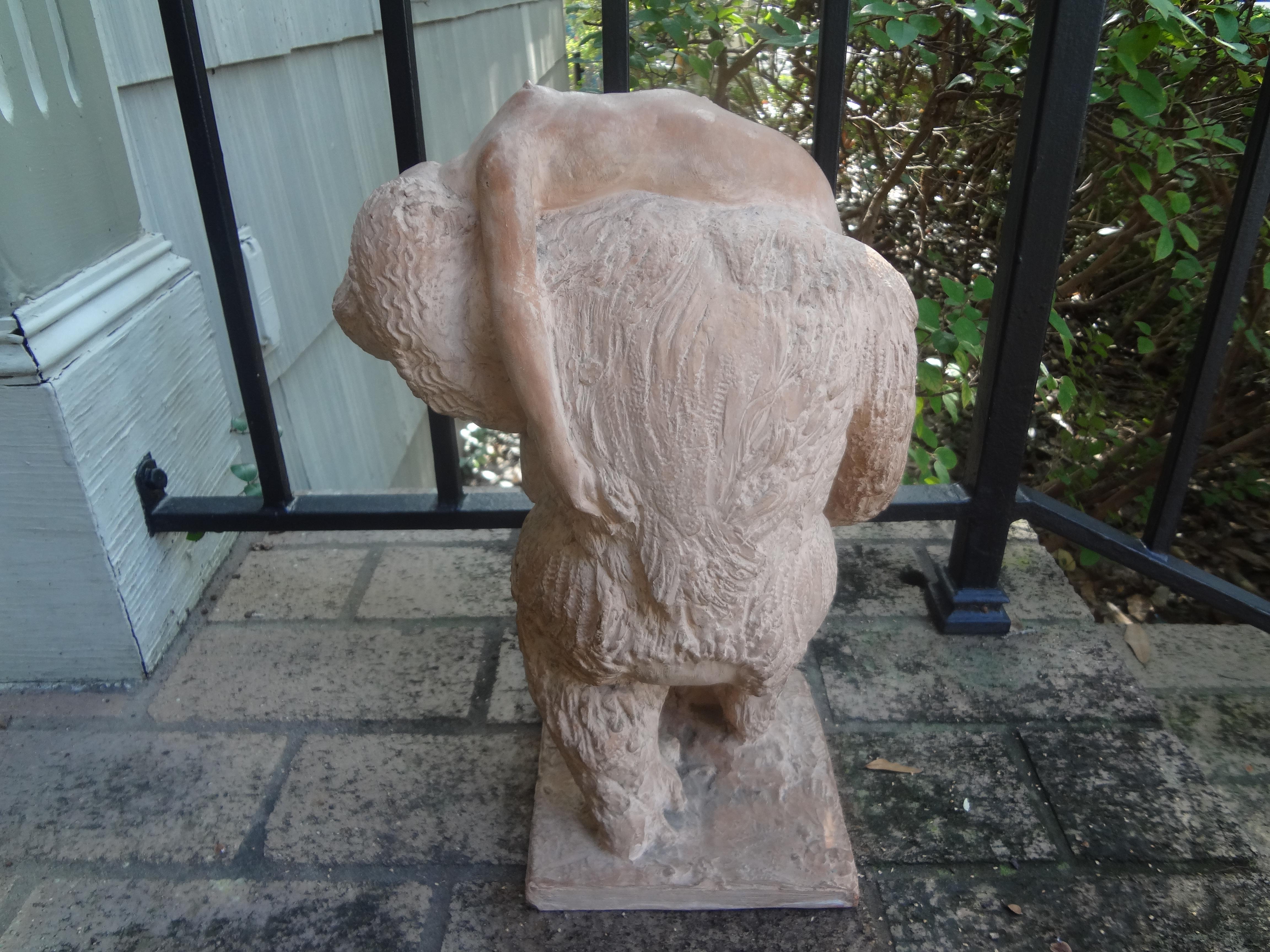 French Terracotta Sculpture Depicting King Kong For Sale 5