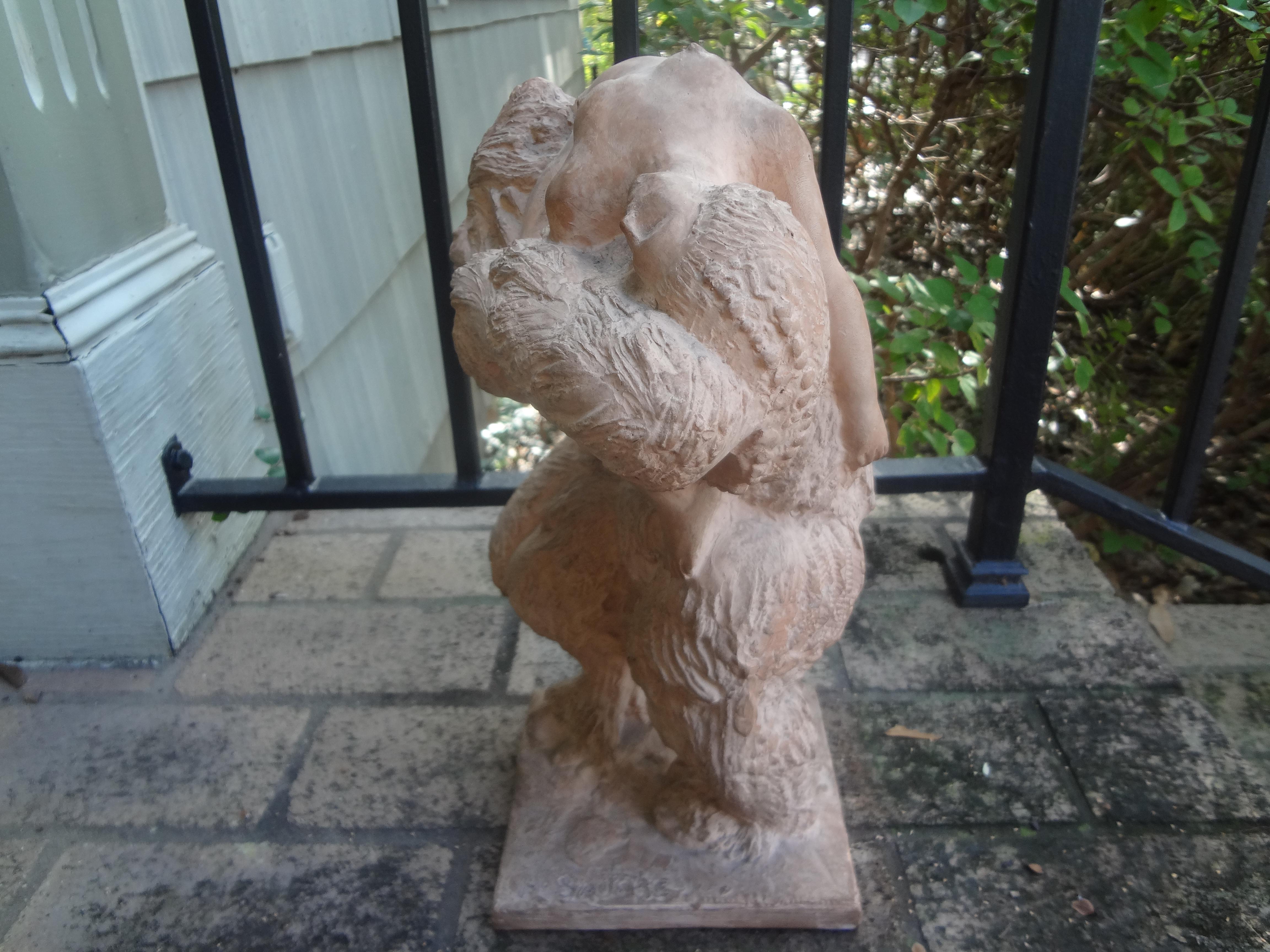 French Terracotta Sculpture Depicting King Kong For Sale 3