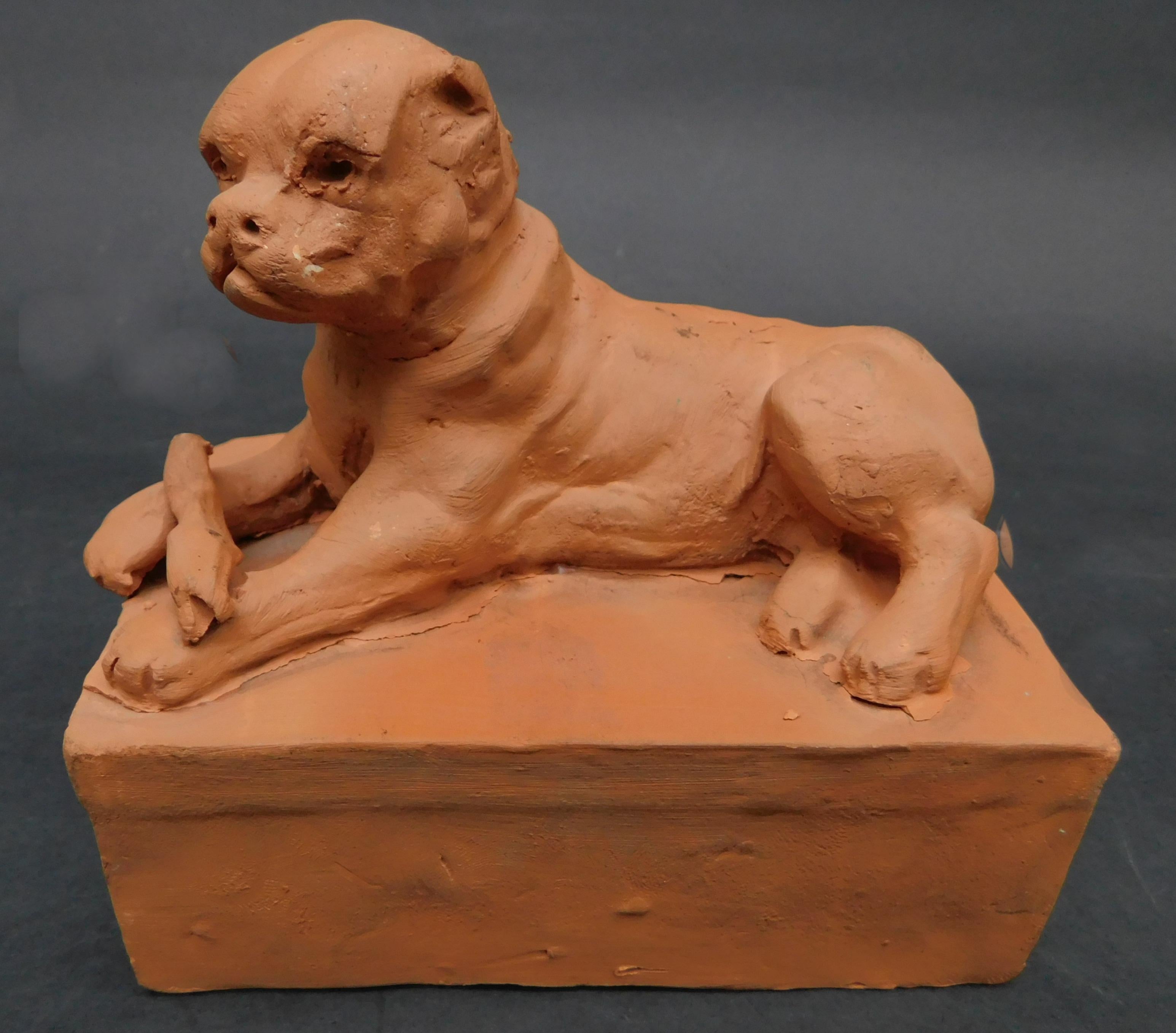 French Terracotta Sculptures of Mastiff Dogs In Good Condition In Antwerp, BE