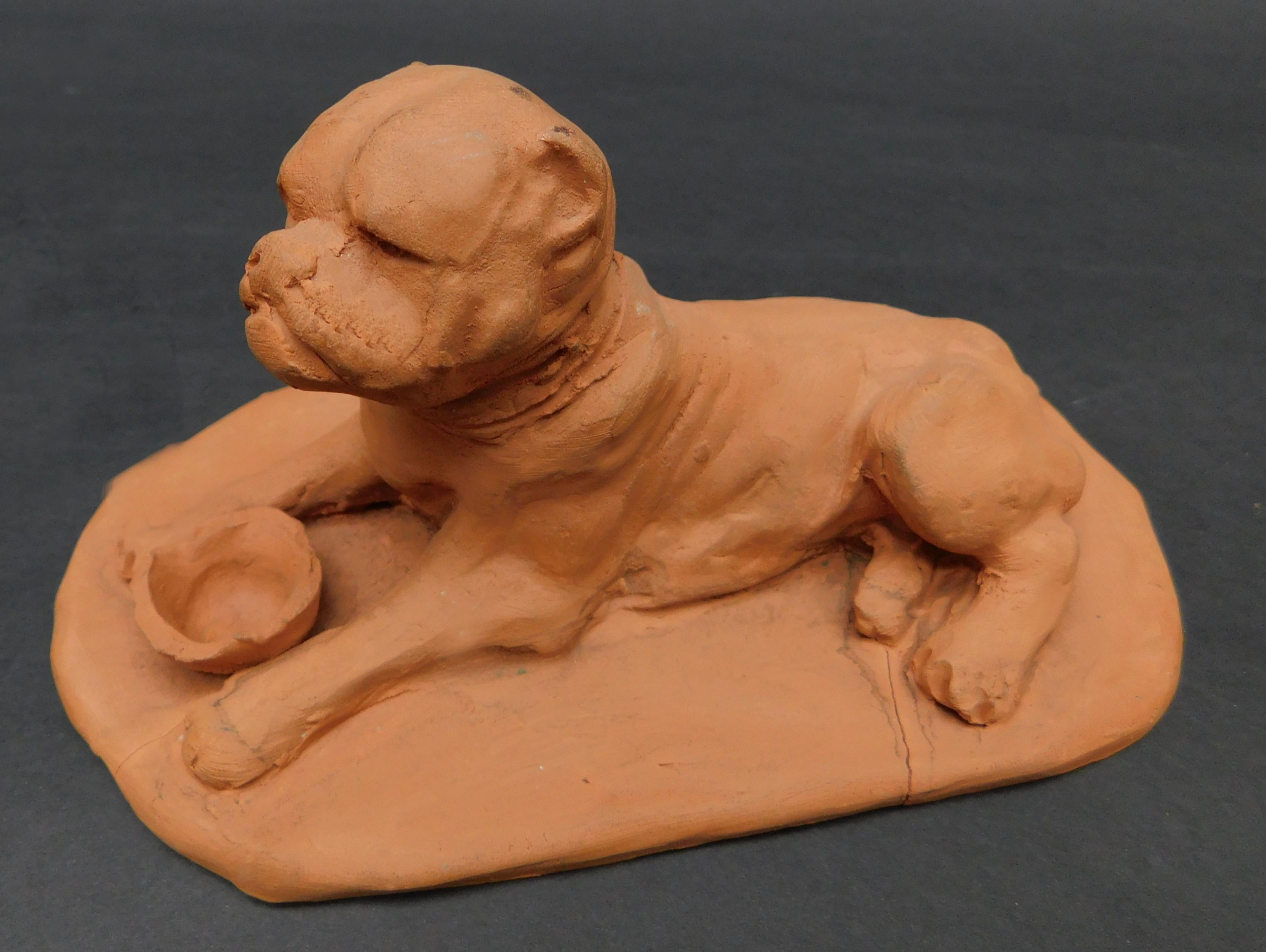 French Terracotta Sculptures of Mastiff Dogs 1
