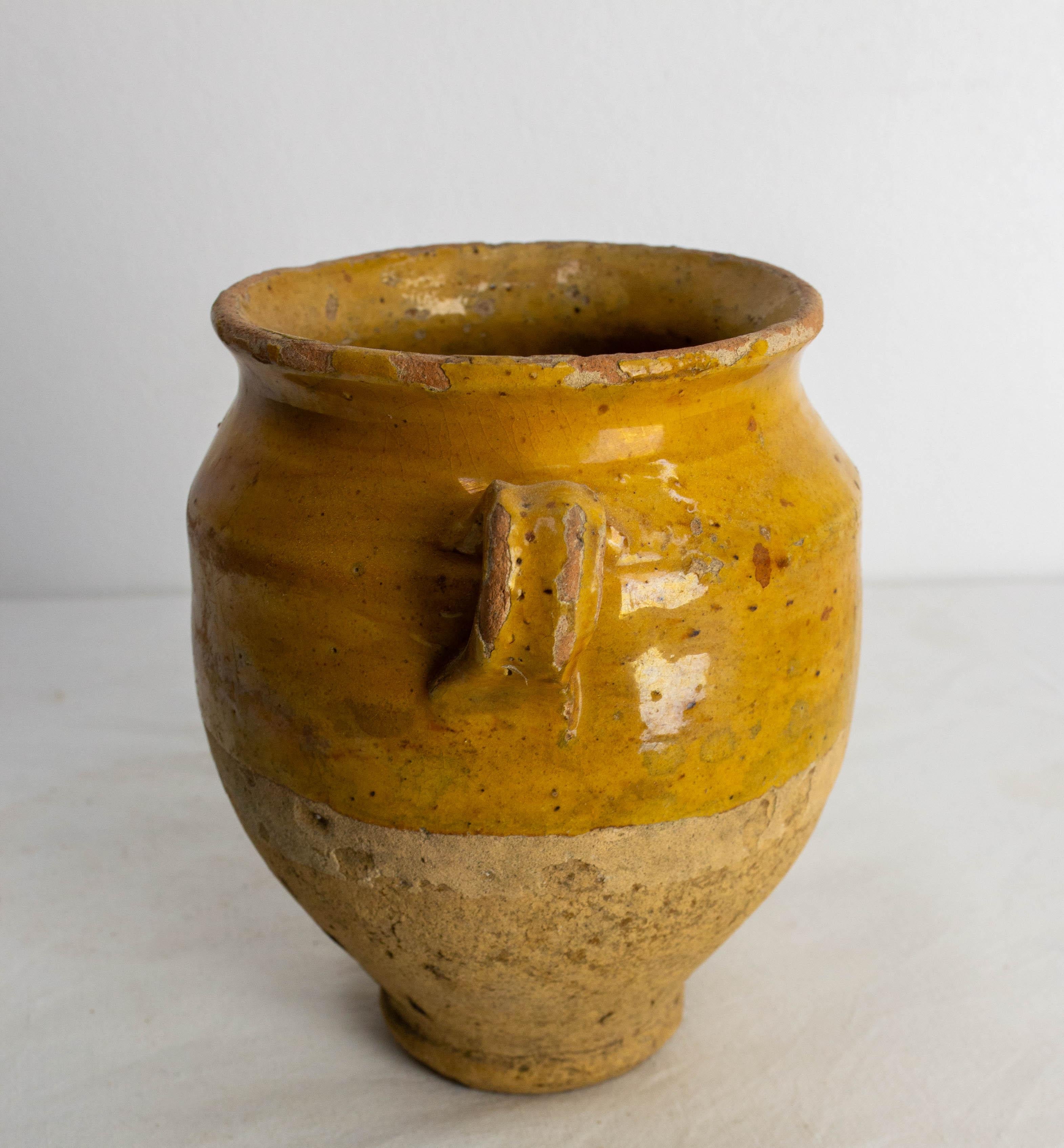 French, Terracotta Small Confit Pot Yellow Glaze, Late 19th Century 1