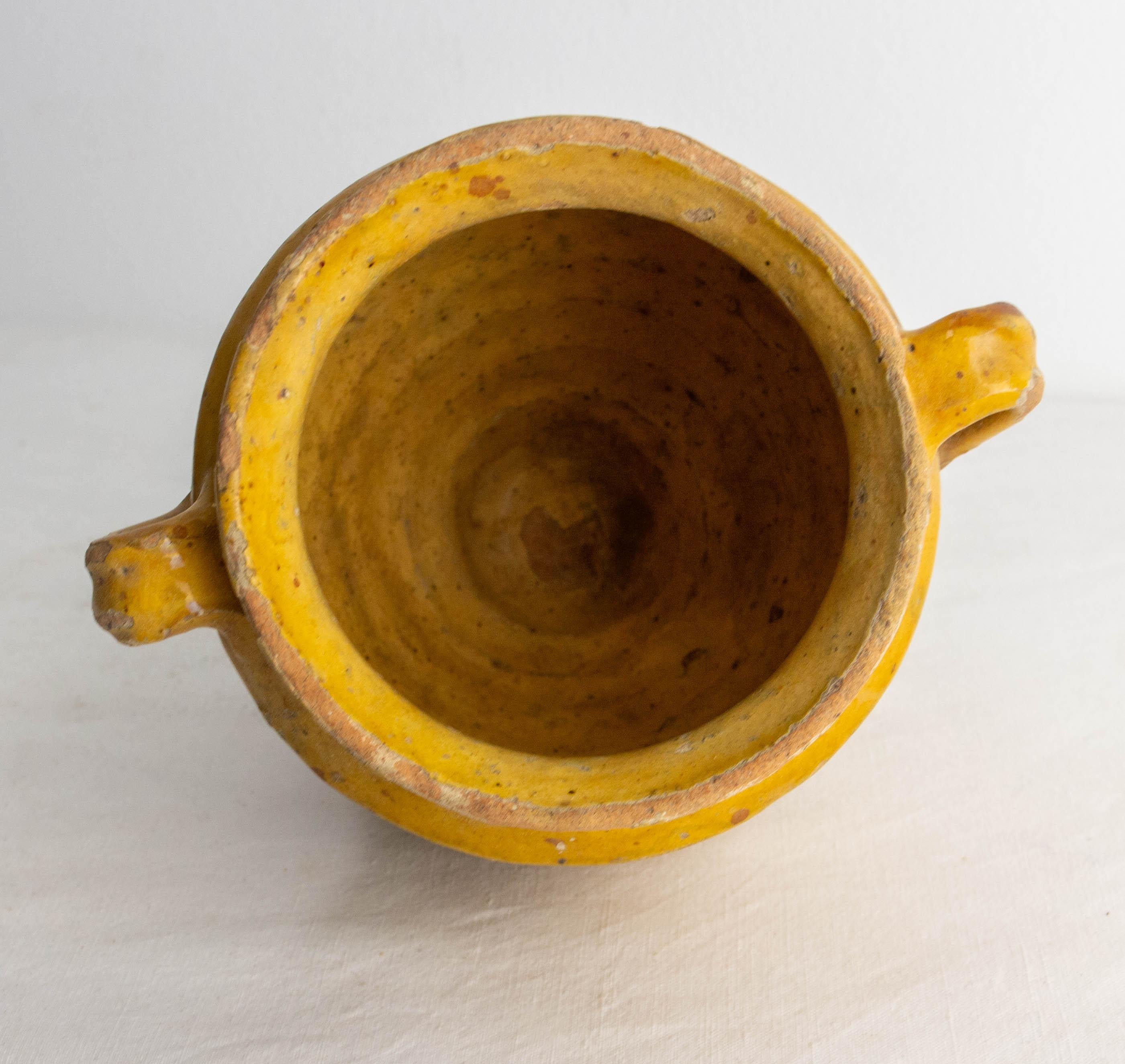 French, Terracotta Small Confit Pot Yellow Glaze, Late 19th Century For Sale 2