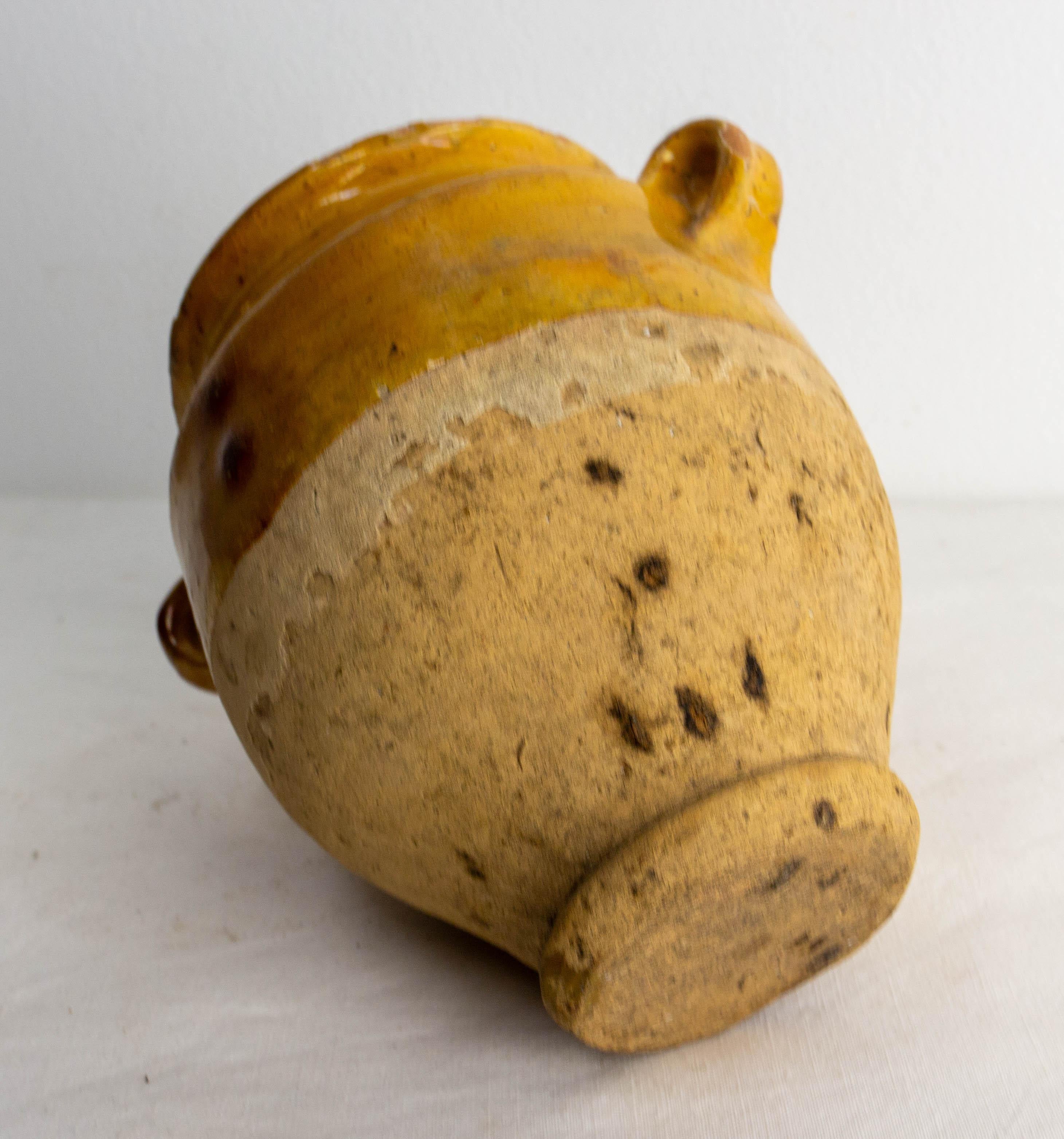 French, Terracotta Small Confit Pot Yellow Glaze, Late 19th Century 3