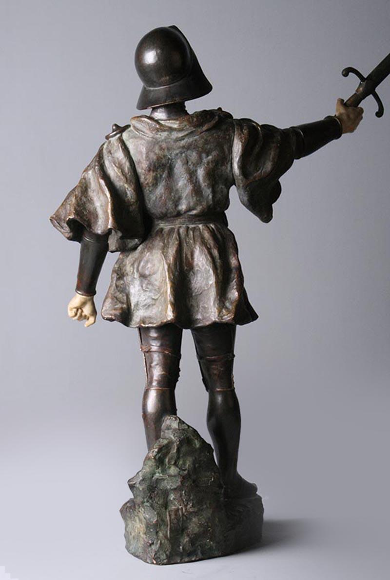 French Terracotta Statue of a Knight Signed J. Dupré For Sale 3