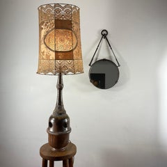 Stoneware Lamp and Lace Lampshade from St Amand en Puisaye Workshops France 1970