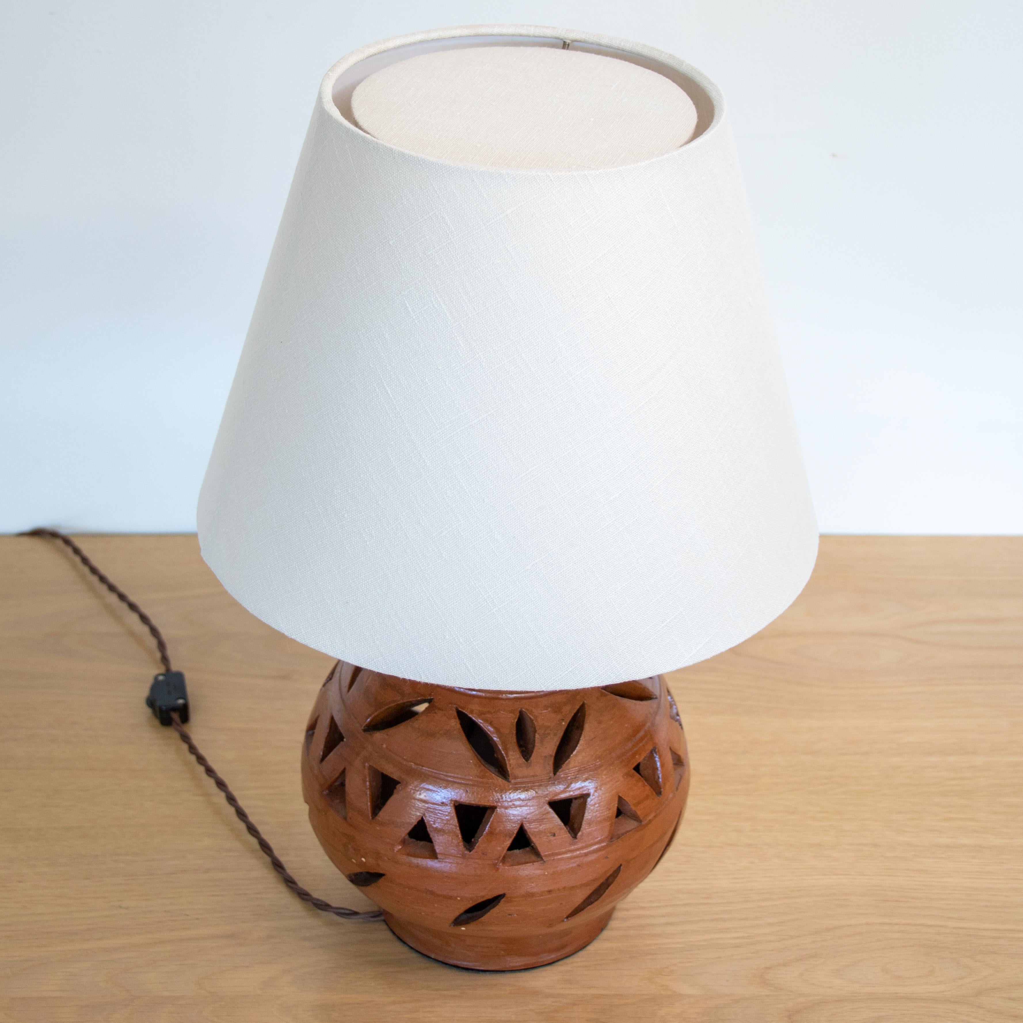 Brass French Terracotta Table Lamp