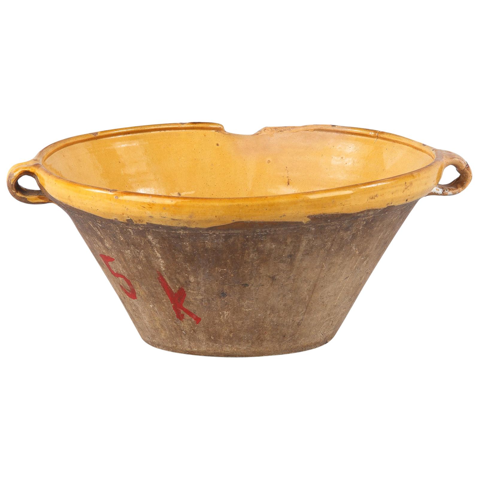 French Terracotta "Tian" Serving Dish or Bowl, Late 1800s