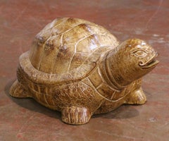 French Terracotta Turtle Sculpture with Aged Patinated Finish