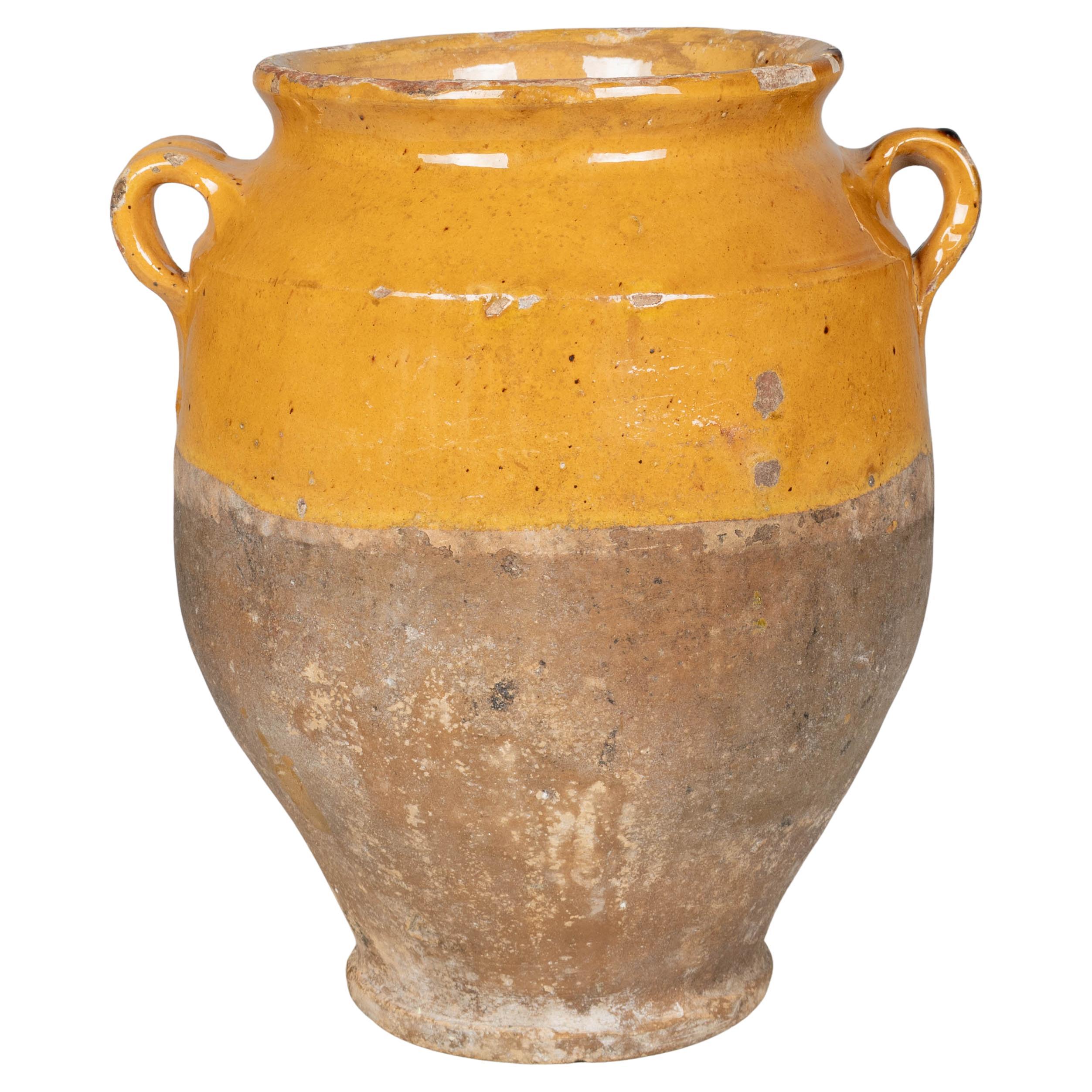 Französische Terrakotta-Vase oder Topf à Confit 11.5" hoch